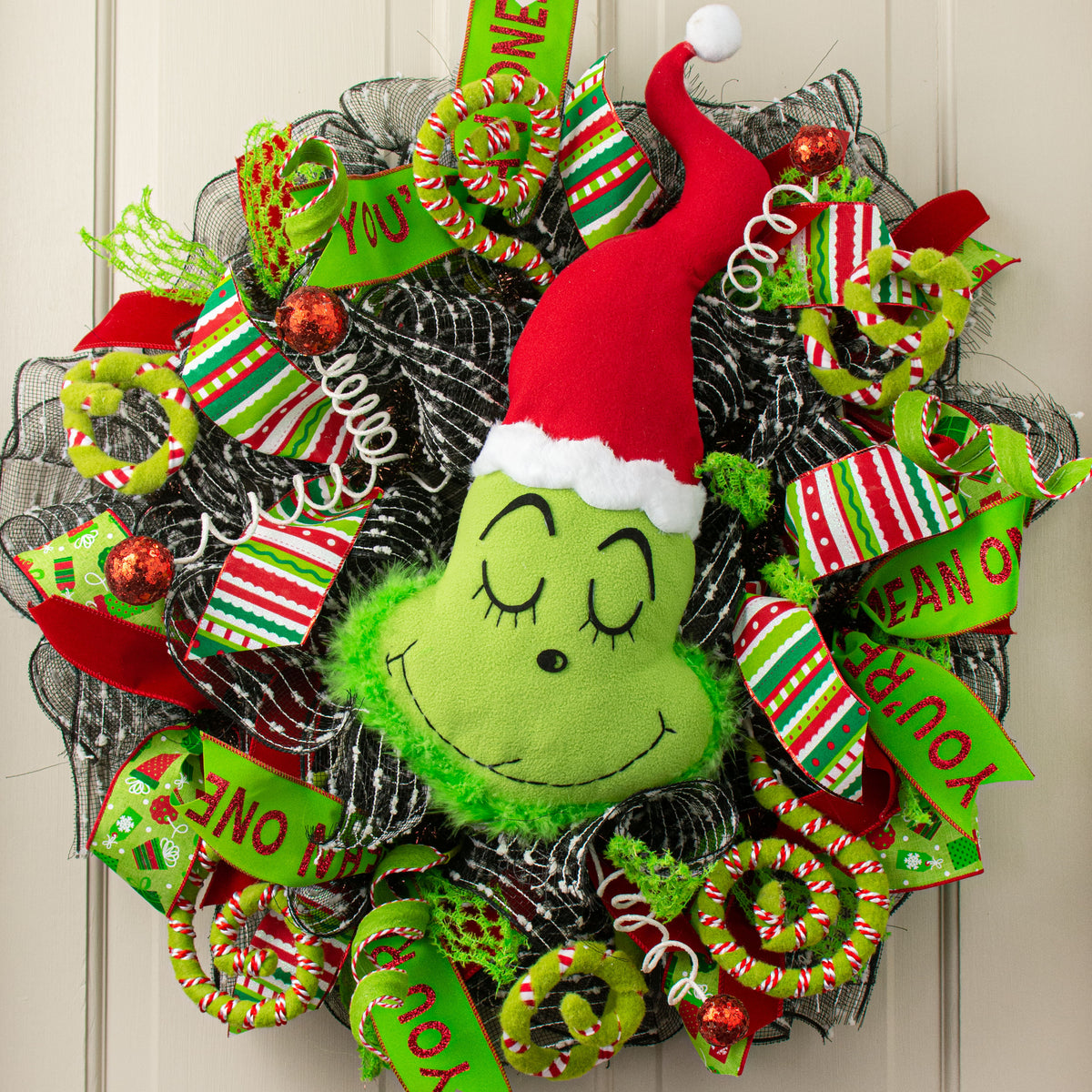 21" Plush Green Monster Head Ornament detail photo 4