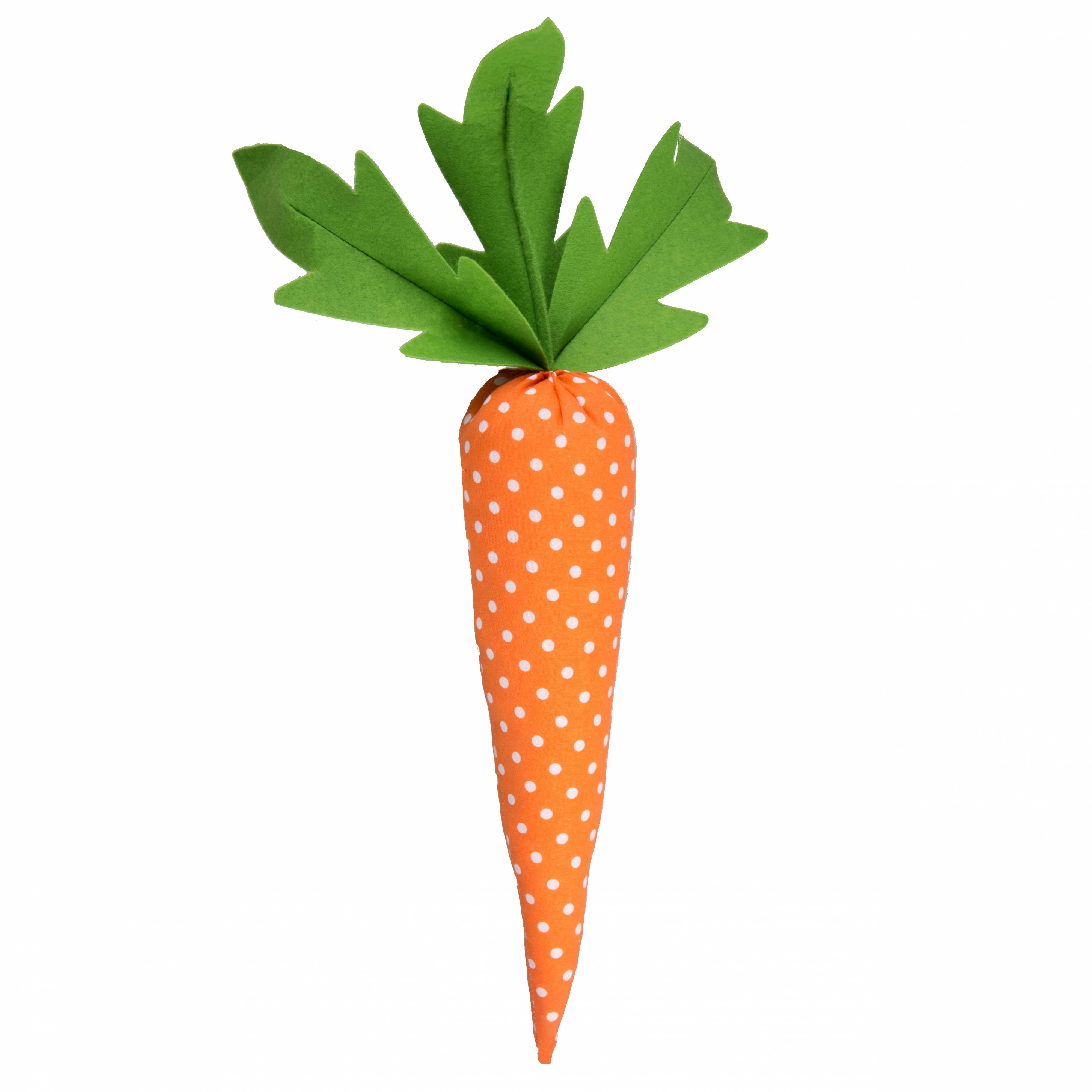 20" Plush Orange Polka Dot Fabric Carrot Item Number: 61947ORDOT