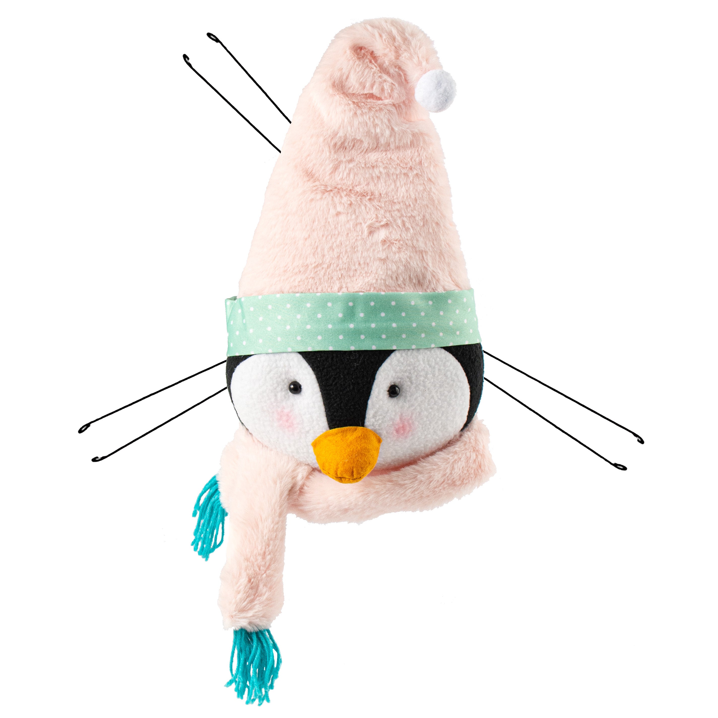 20" Plush Penguin Head Wreath Accent: Mint Green & Pink Item Number: XC6288
