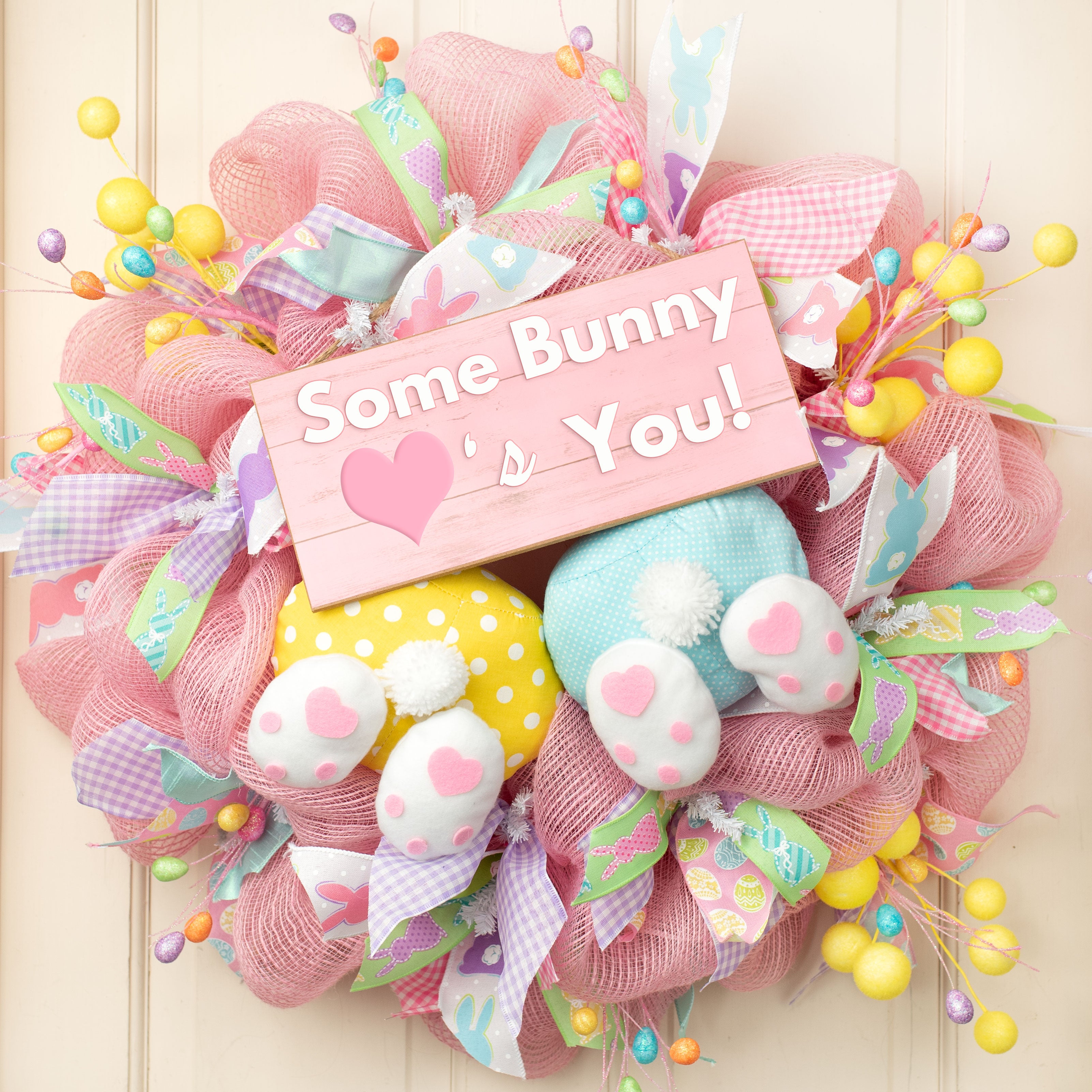 8" Plush Polka Dot Bunny Butt: Yellow Lifestyle Photo