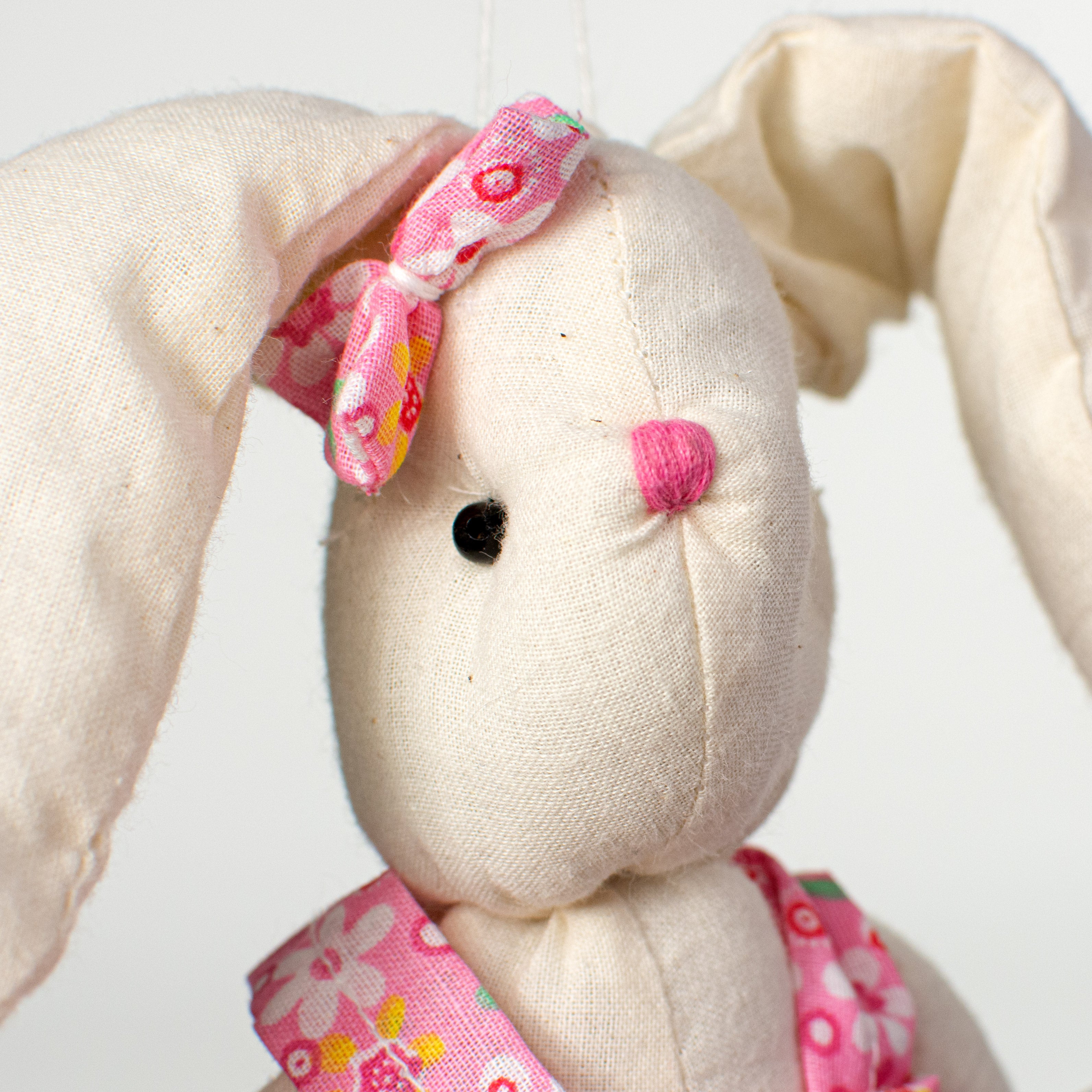 18" Plush Rabbit Decoration: Pink detail photo 3
