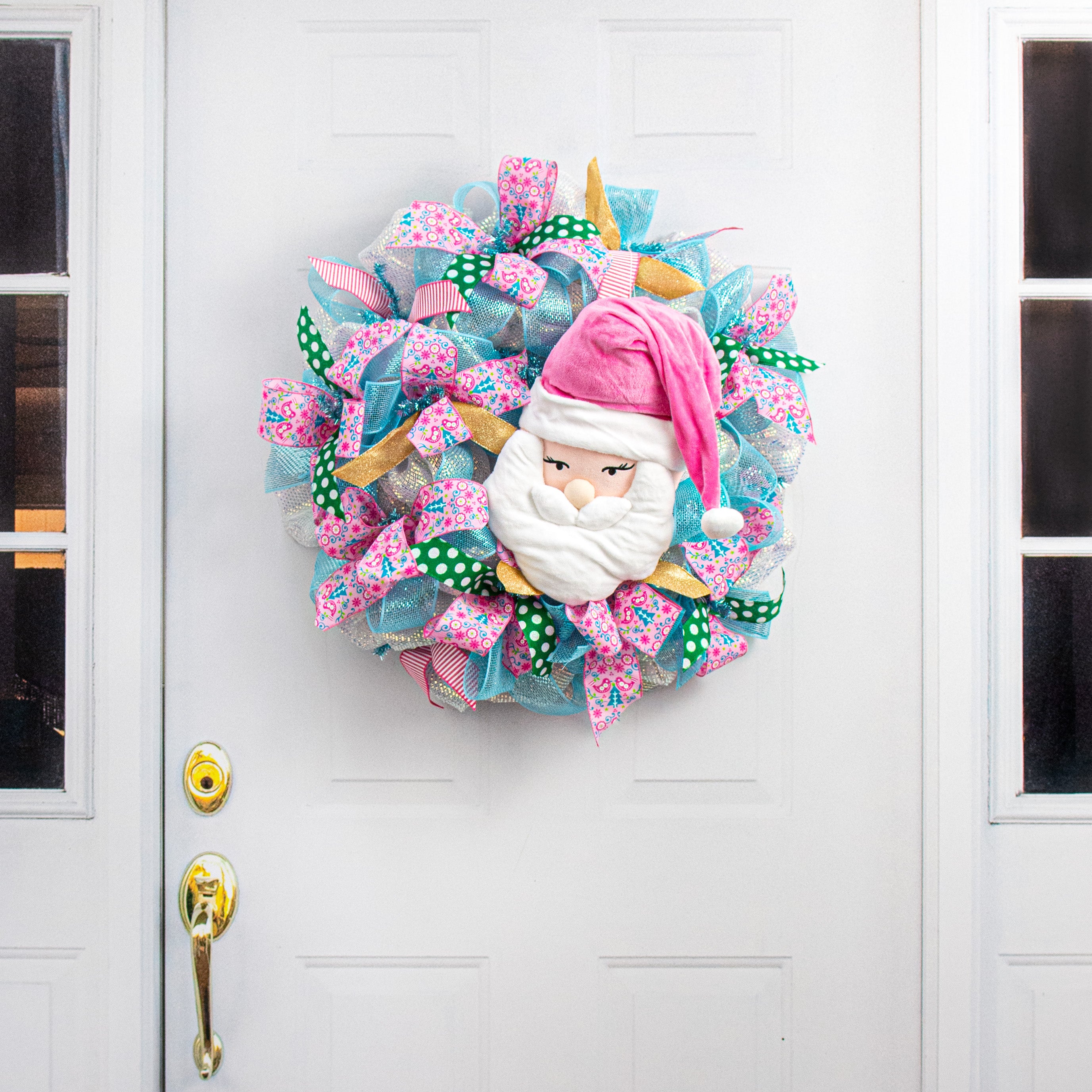 15" Plush Santa Head: Pink detail photo 5