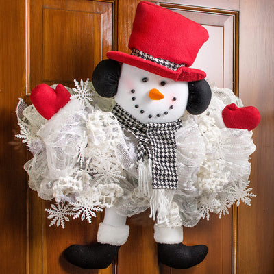 Plush Snowman Wreath Accent: Crimson & Houndstooth Lifestyle Photo