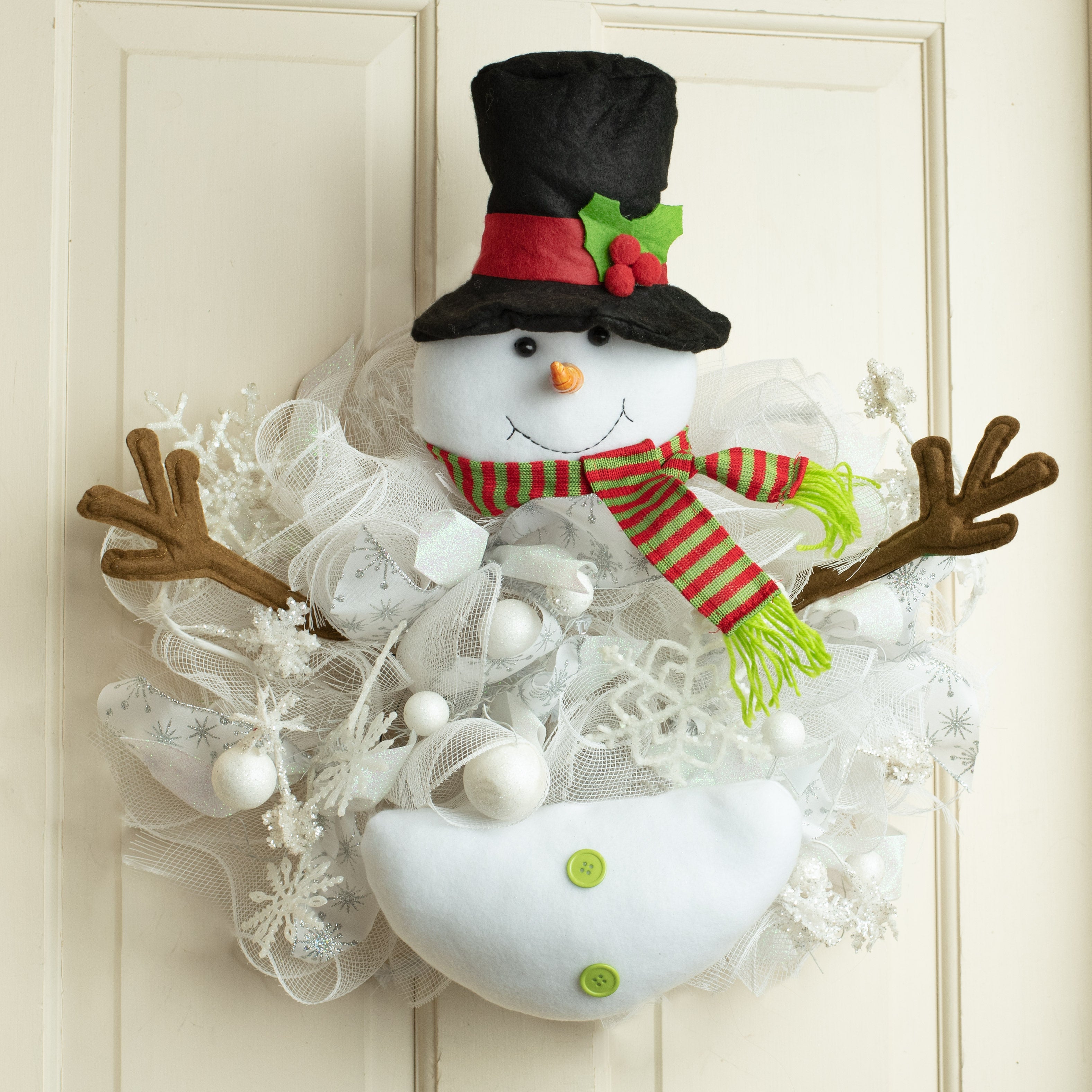 Plush Snowman Wreath Accent: Lime Green Lifestyle Photo