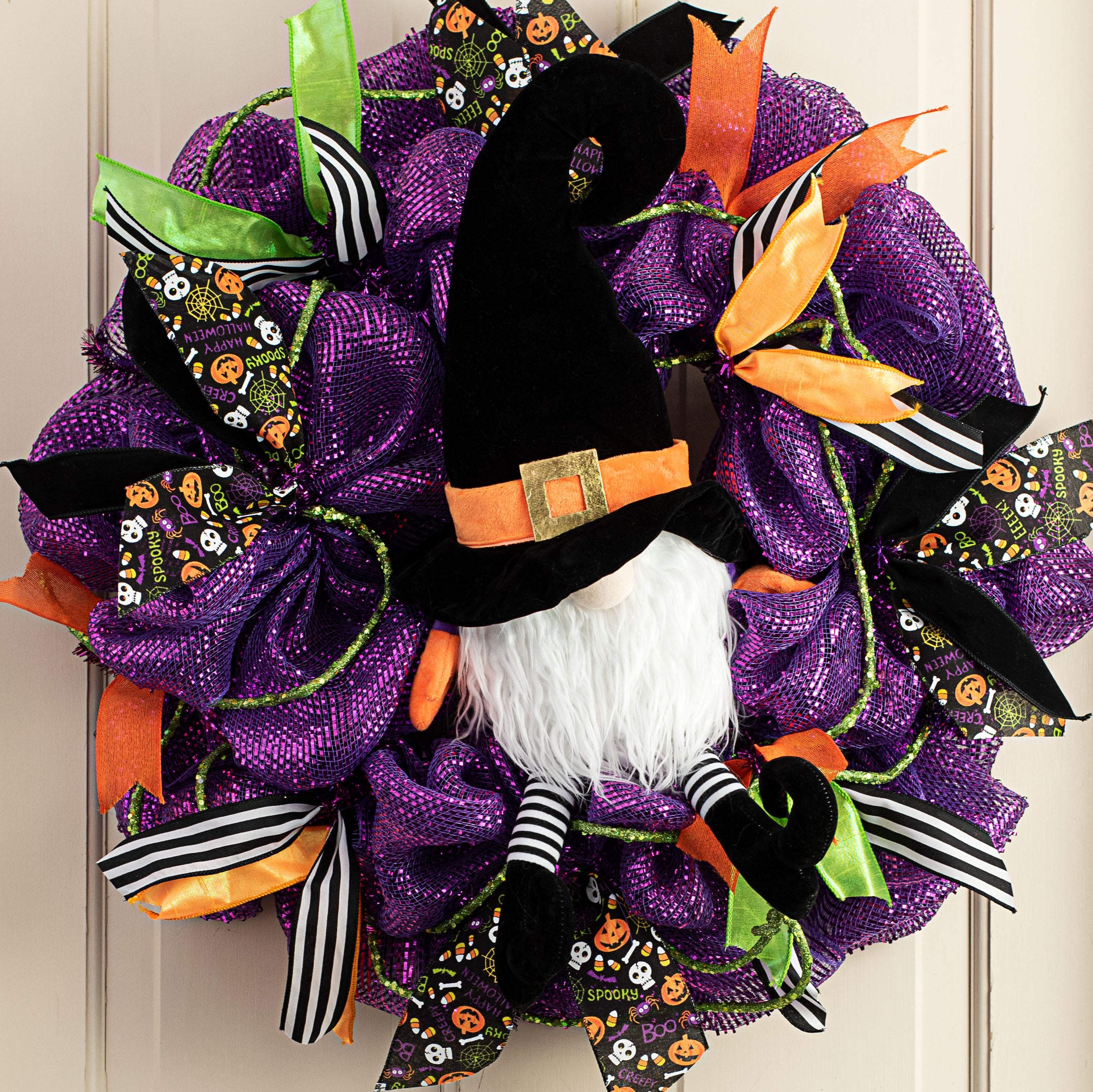 22" Plush Witch Gnome: Orange & Black Lifestyle Photo