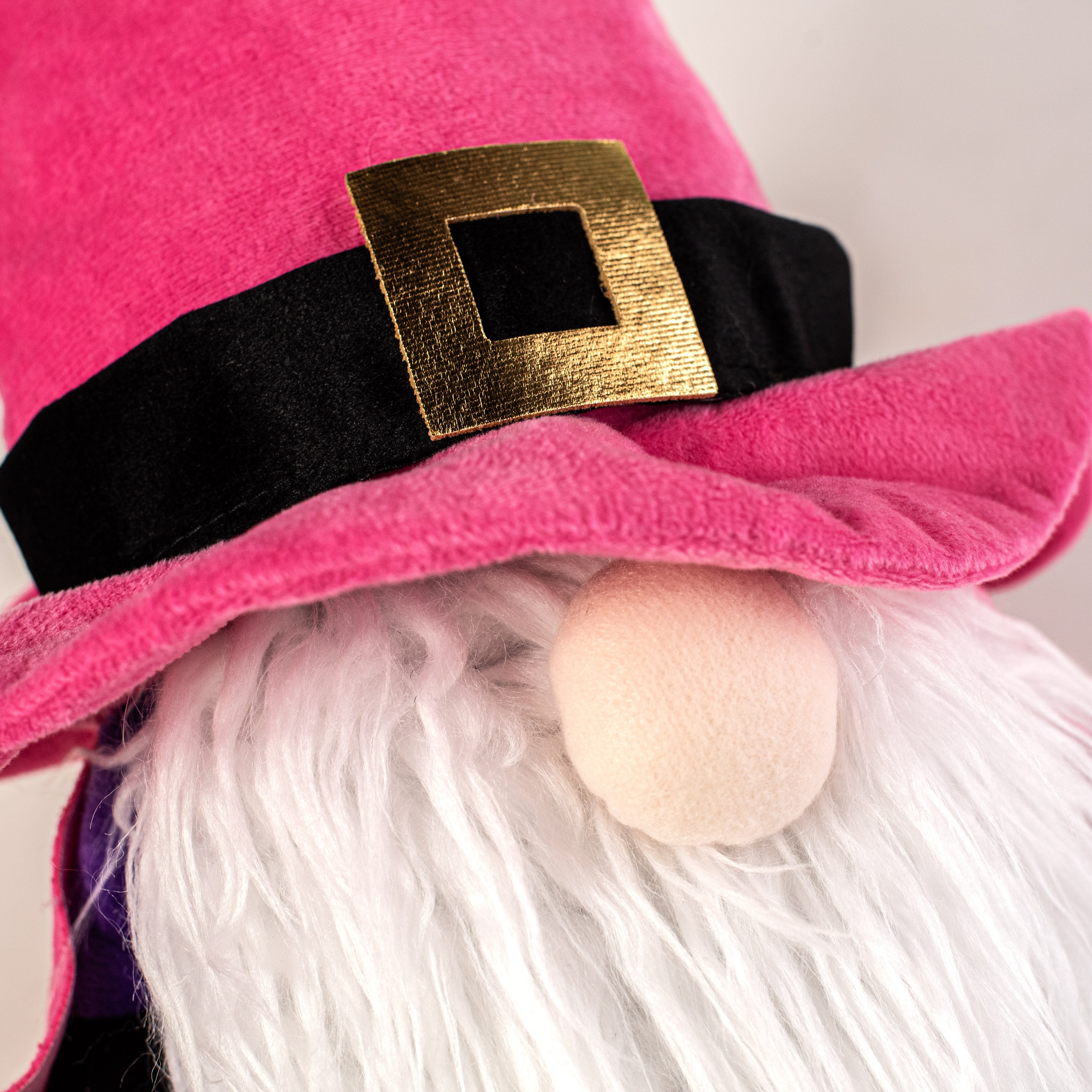 22" Plush Witch Gnome: Pink & Black detail photo 4