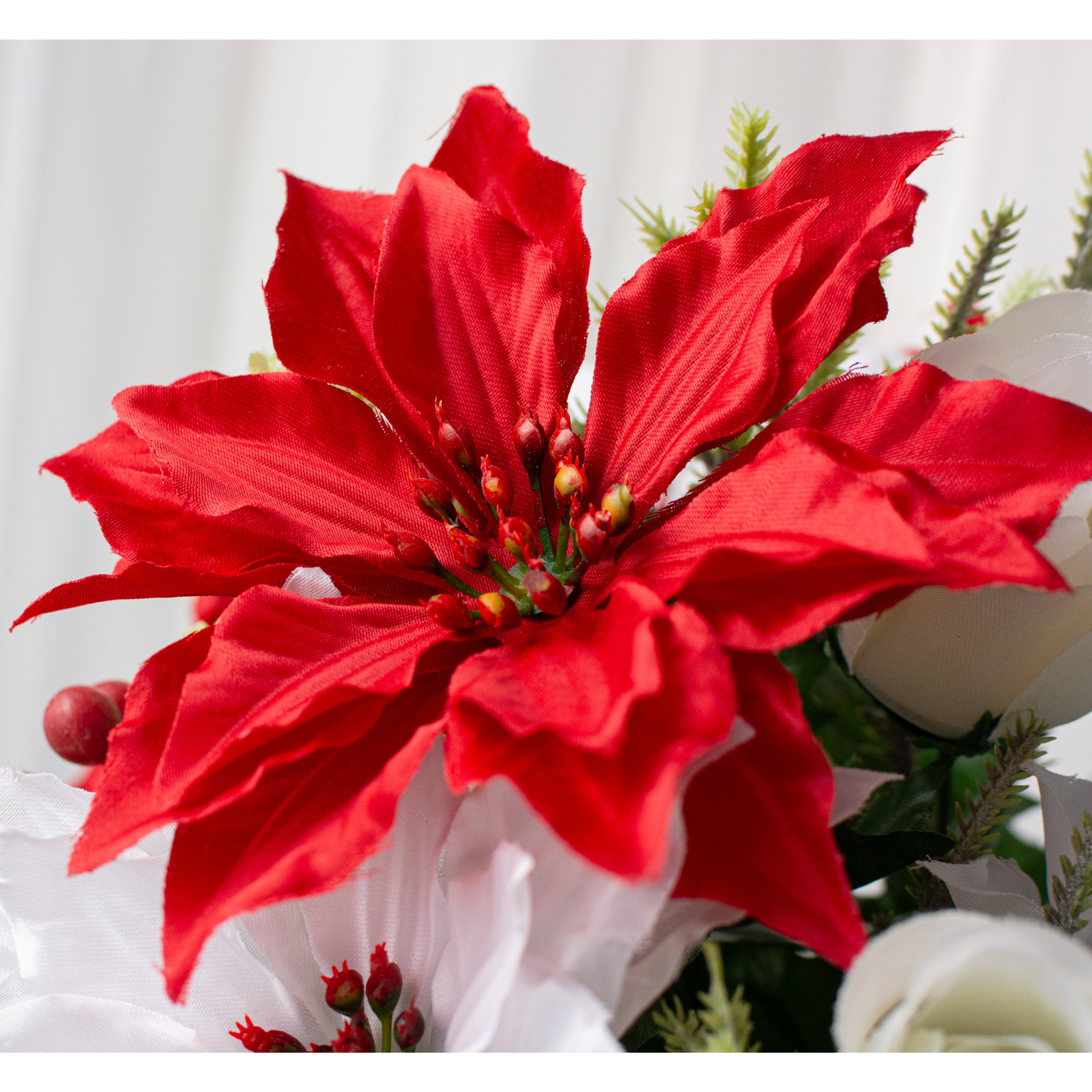 21" Poinsettias, Roses & Berries Bush (14 Stem) Lifestyle Photo