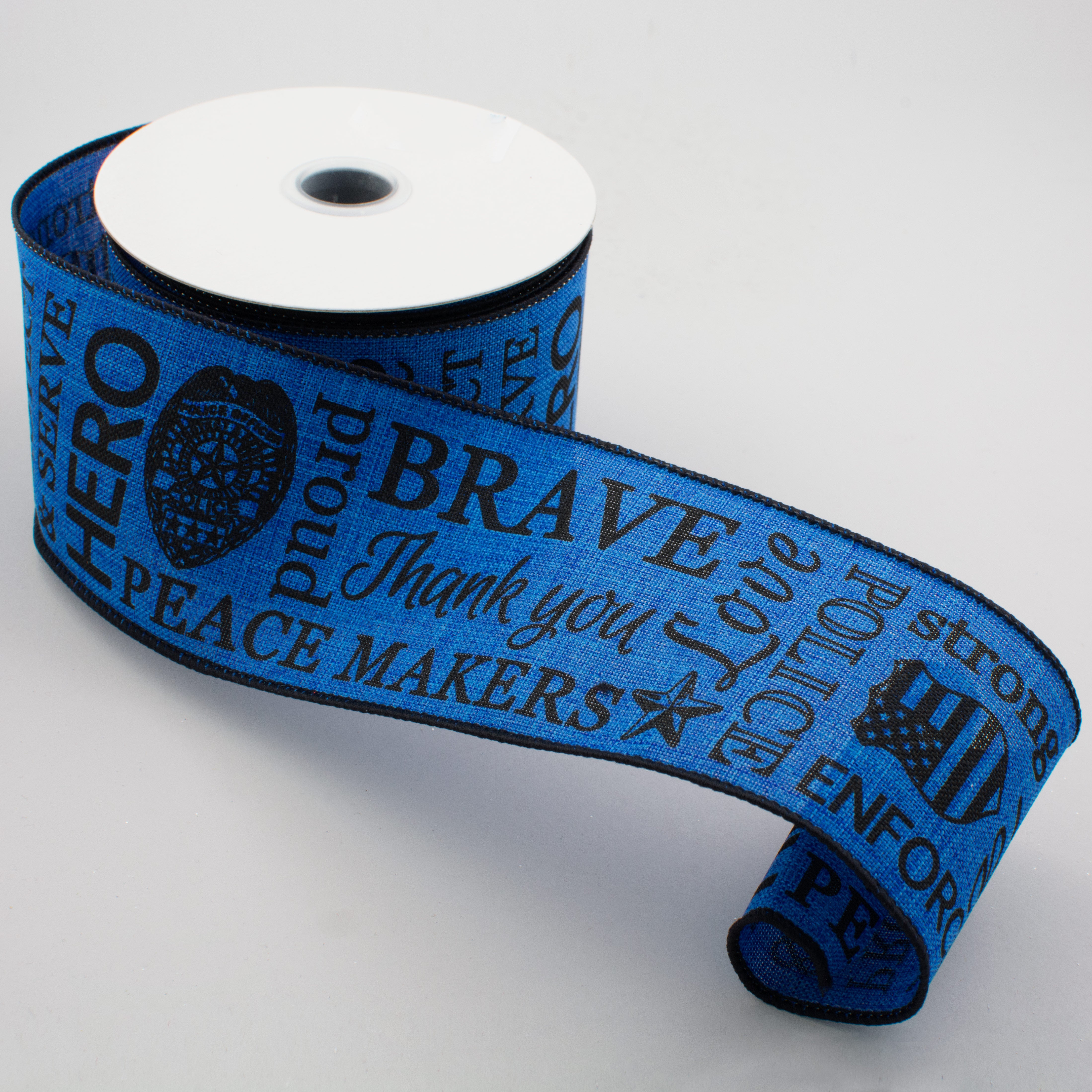 2.5" Police Support Ribbon: Black & Royal Blue (10 Yards) Lifestyle Photo
