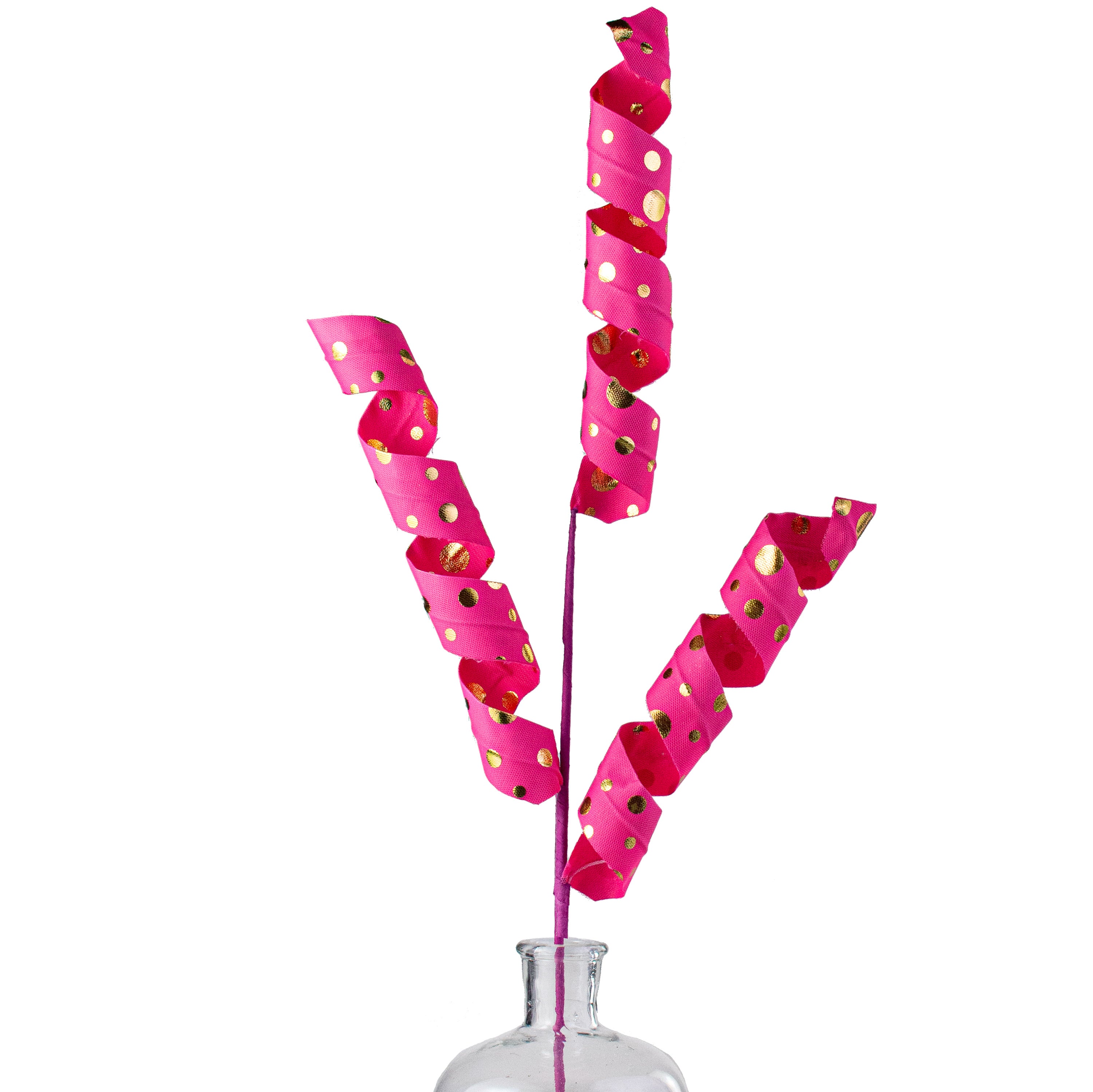 30" Polka Dot Curly Spray: Fuchsia & Gold Item Number: 62990BTGD