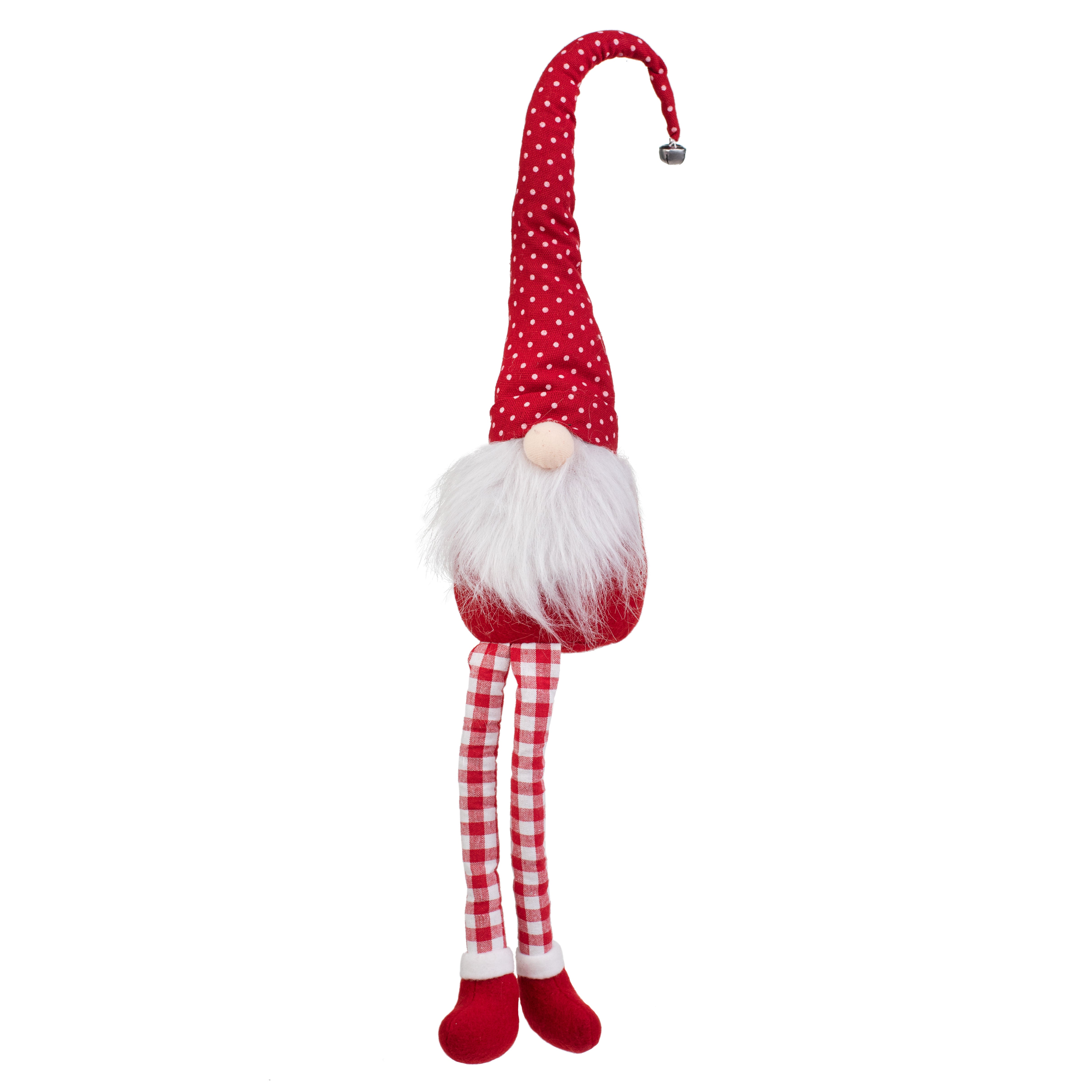 17" Polka Dot Fabric Sitting Gnome: Red & White Item Number: XN4183