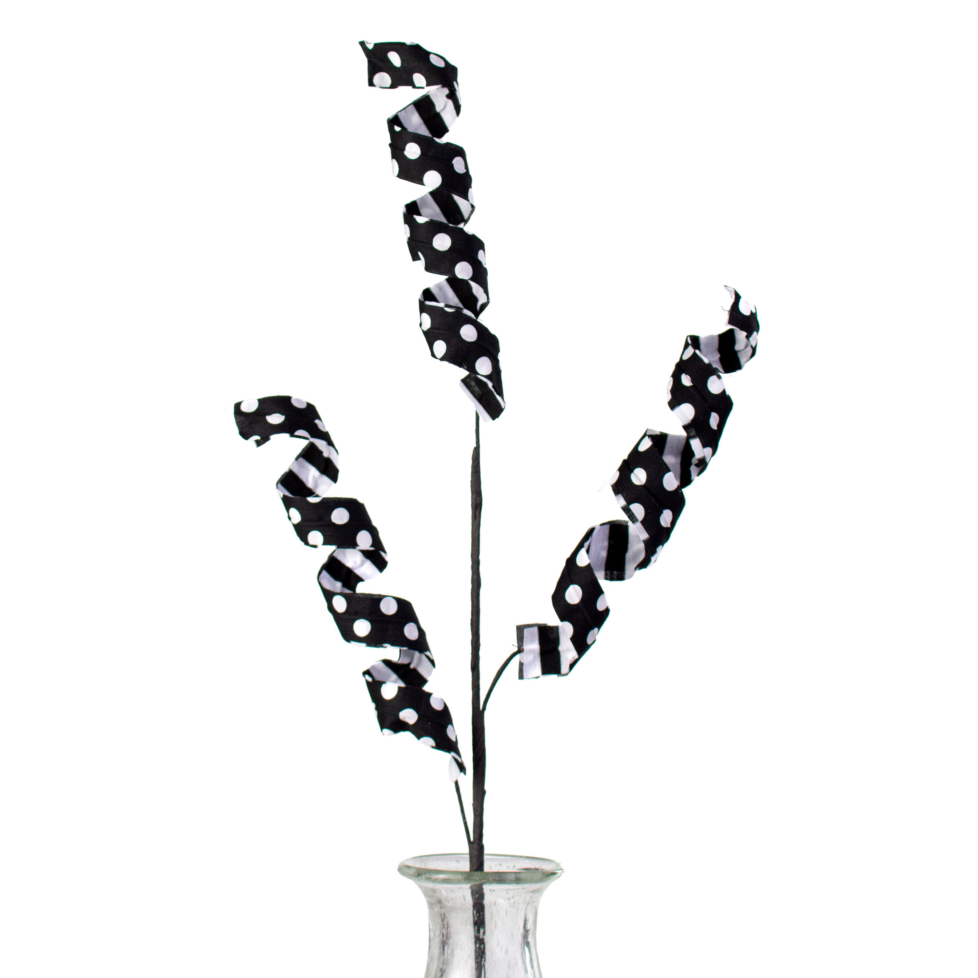 30" Double Sided Polka Dot Stripe Frizzy Curly Spray: Black & White Item Number: 56534BKWT
