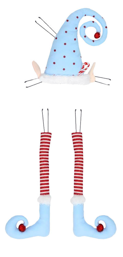 Polka Dot & Stripe Hat With Legs Elf Wreath Accent: Ice Blue Item Number: XC6228