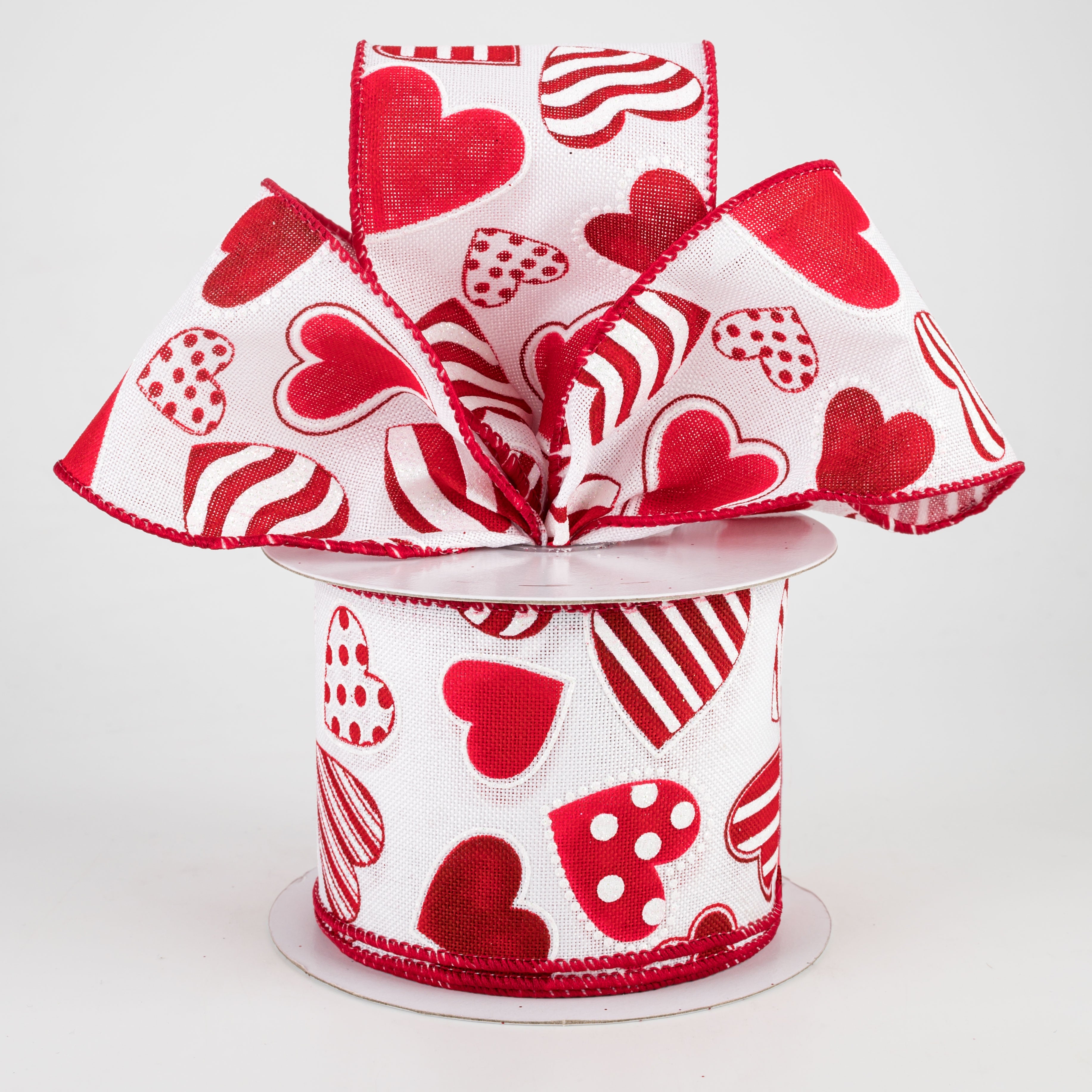 2.5" Polka Dot, Stripe, Solid Hearts Ribbon (10 Yards) Lifestyle Photo
