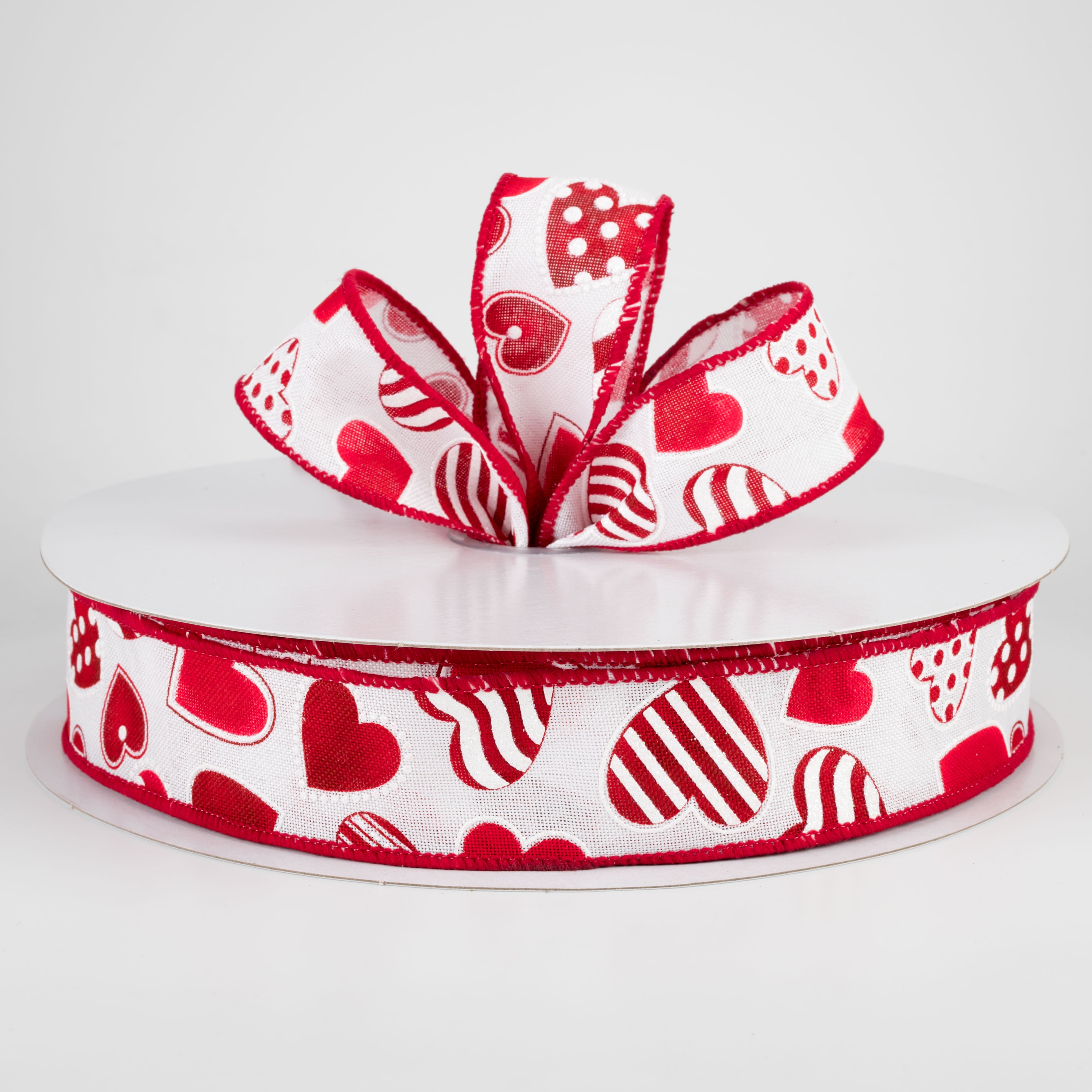 1.5" Polka Dot, Stripe, Solid Hearts Ribbon (50 Yards) Lifestyle Photo