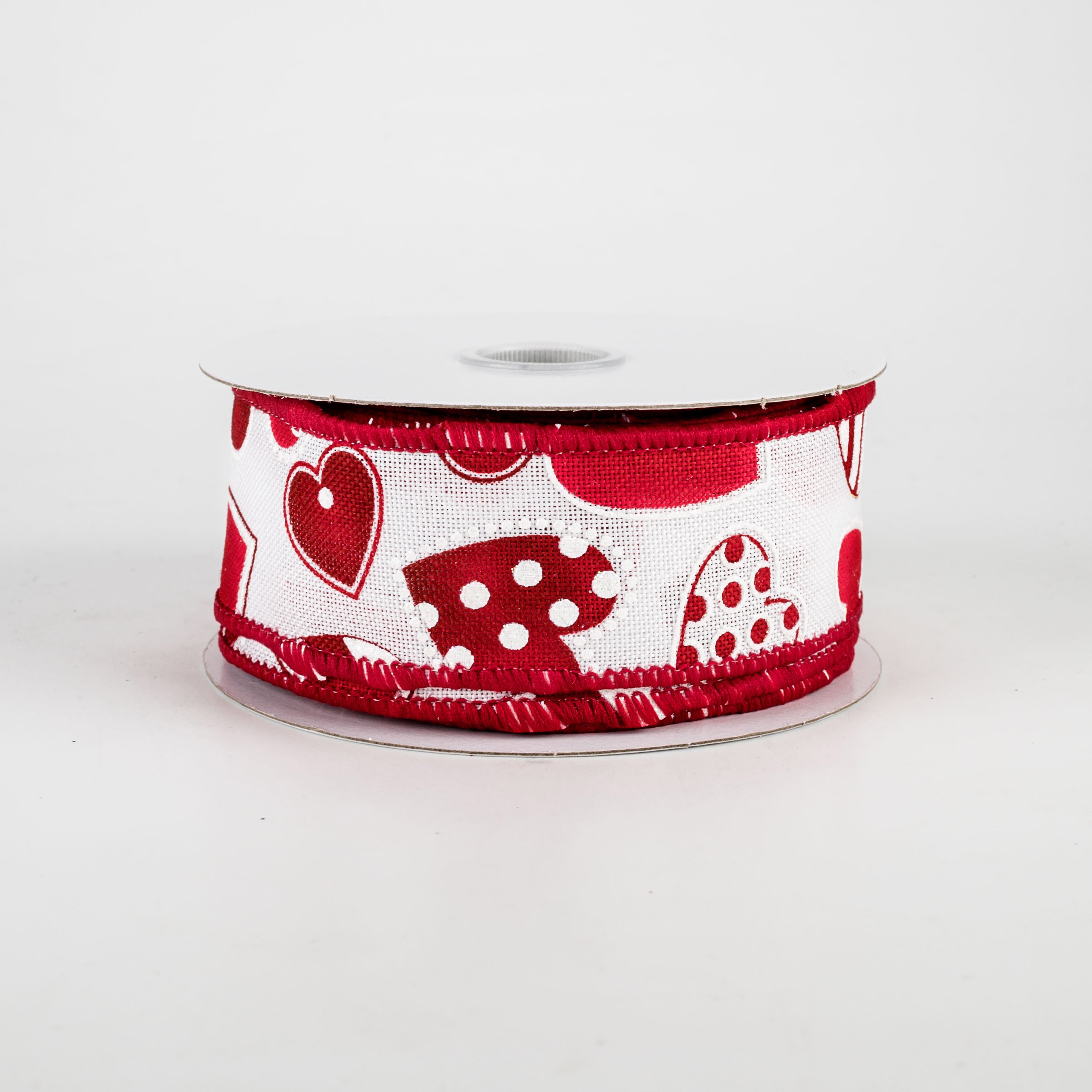 1.5" Polka Dot, Stripe, Solid Hearts Ribbon (10 Yards)
