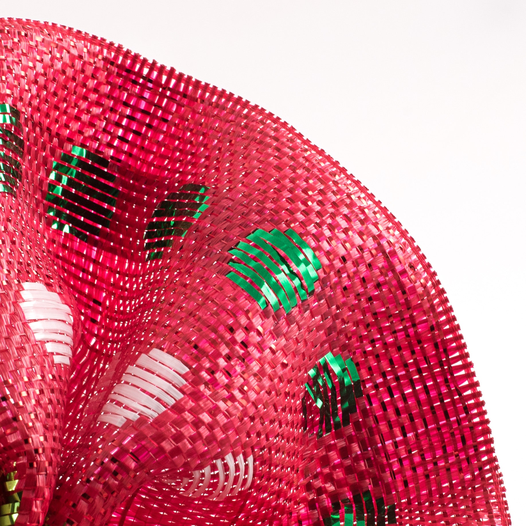 10" Polka Dot Woven Mesh: Red, Green, White detail photo 4
