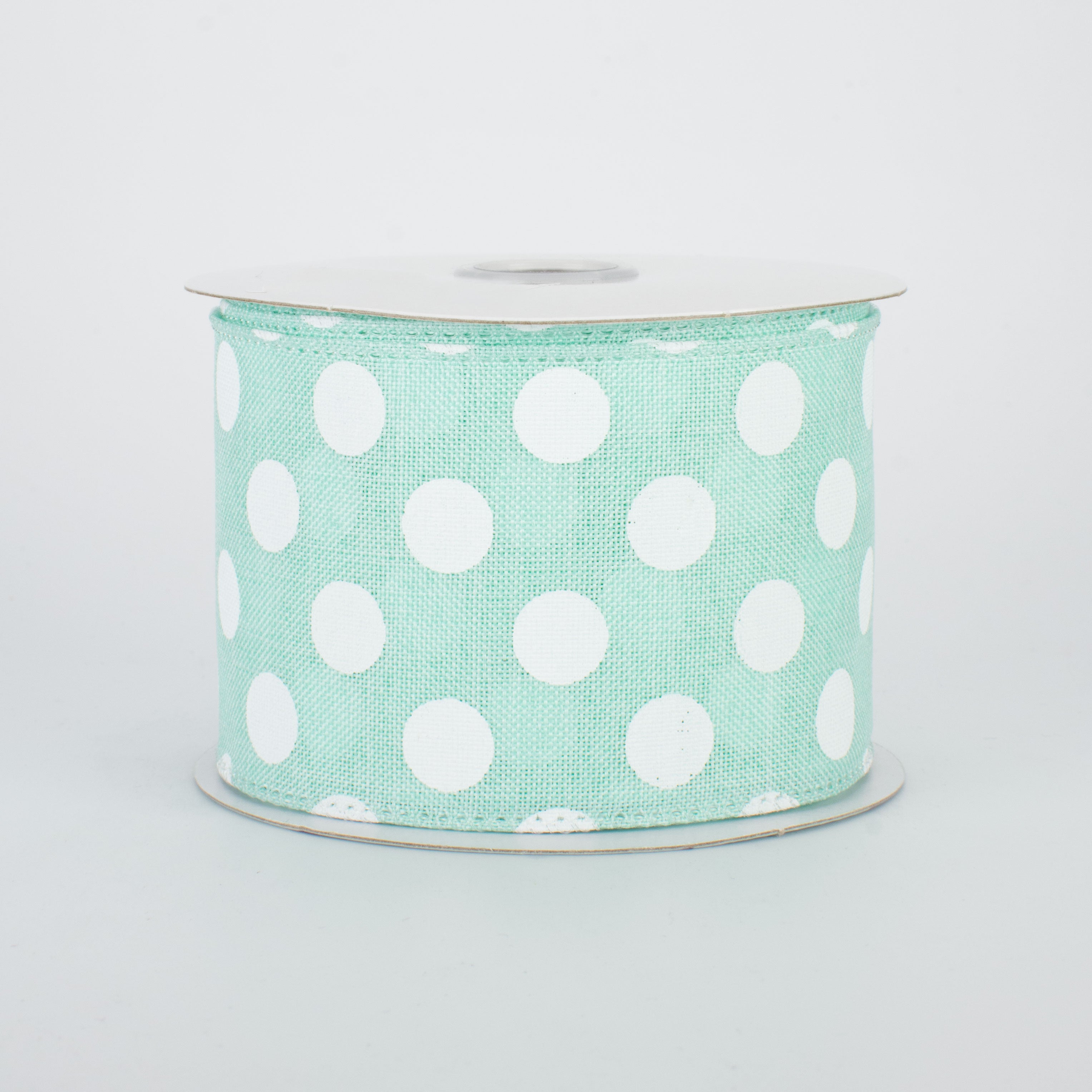 2.5" Polka Dots Ribbon: Mint & White (10 Yards)