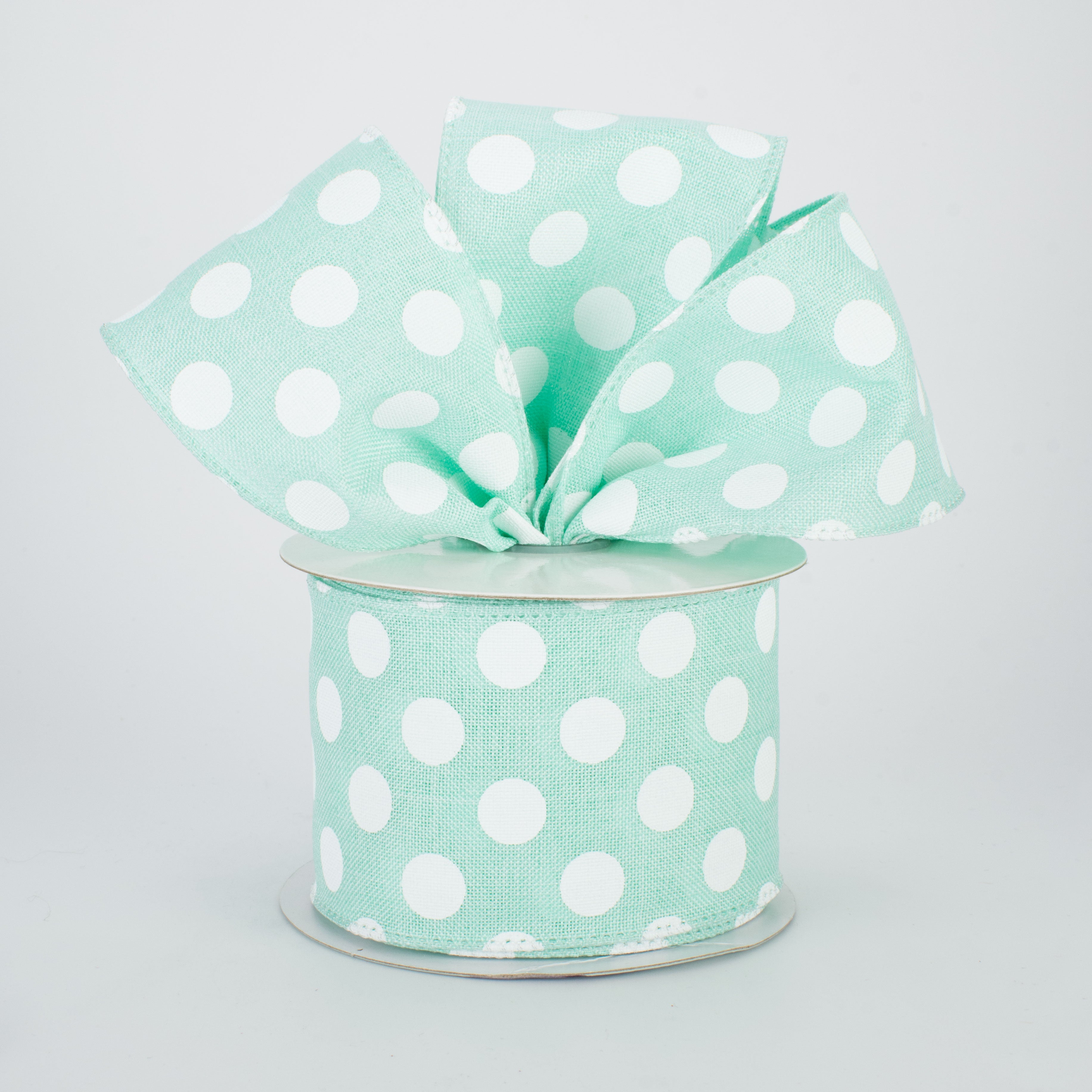 2.5" Polka Dots Ribbon: Mint & White (10 Yards) Lifestyle Photo
