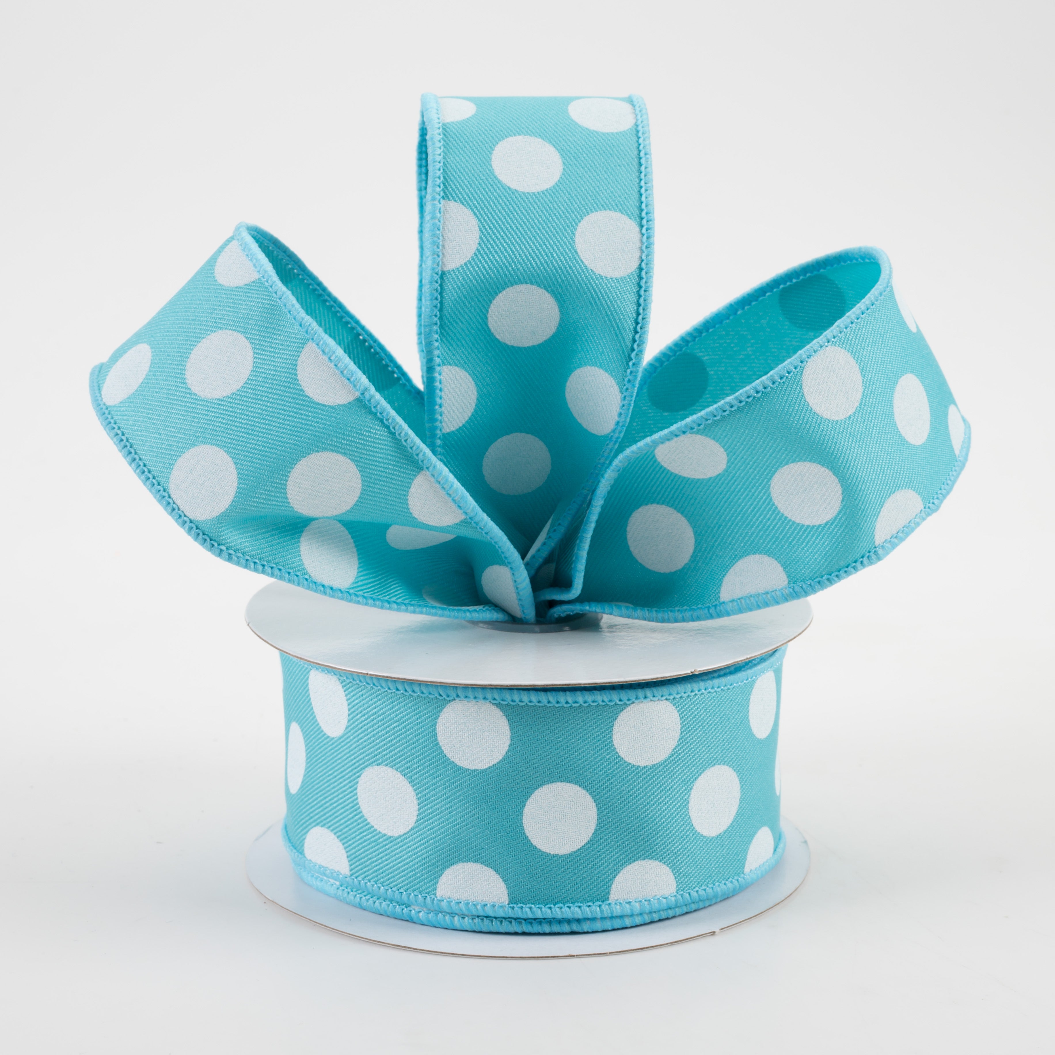 1.5" Polka Dots Ribbon: Turquoise & White (10 Yards) Lifestyle Photo