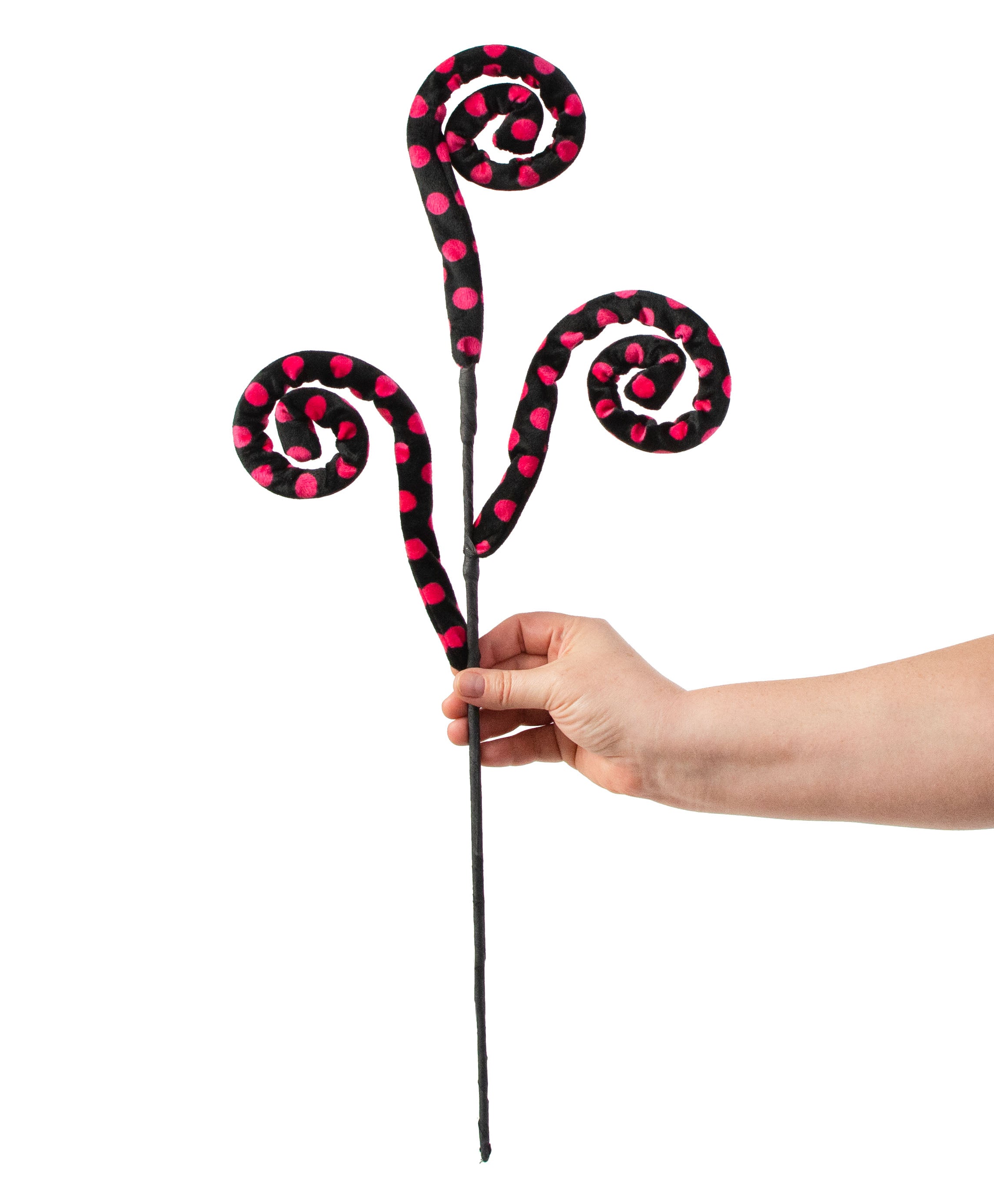 29" Polkadot Spiral Curly Spray: Black & Fuchsia detail photo 3