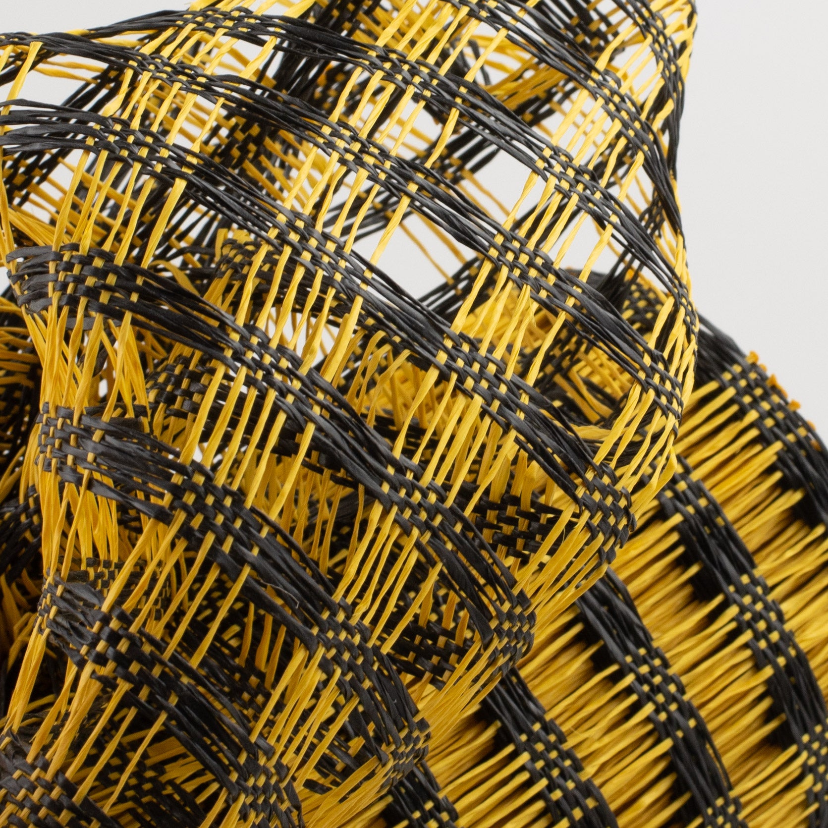10" Poly Burlap Check Mesh: Black & Yellow Lifestyle Photo
