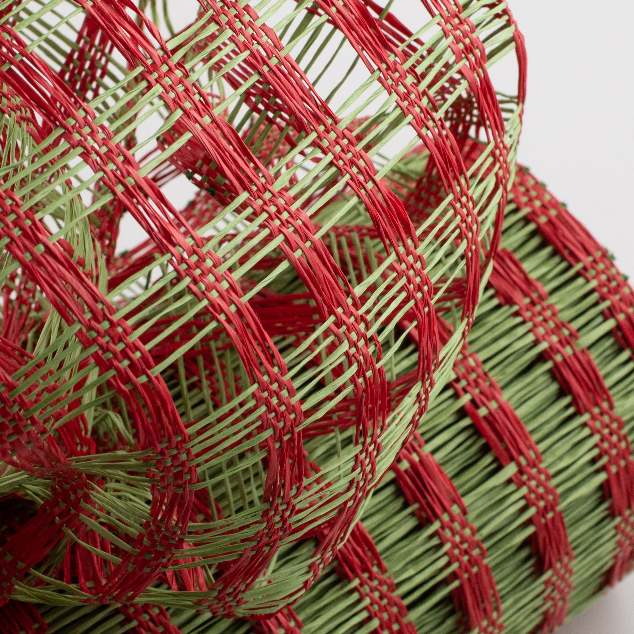 10" Poly Burlap Check Mesh: Lime Green & Red Lifestyle Photo