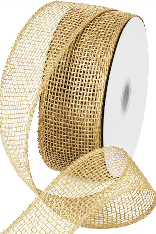2.5" Poly Burlap Mesh Ribbon: Natural Brown (20 Yards) detail photo 3