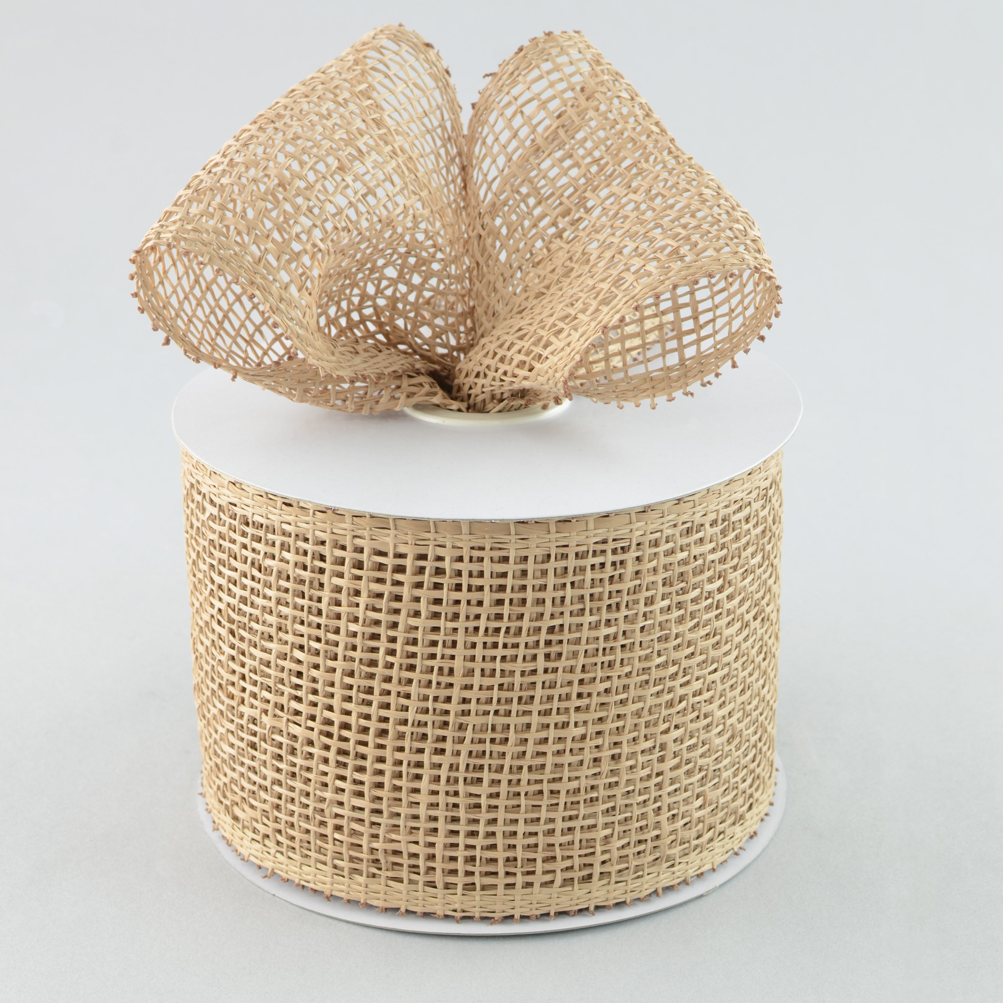4" Poly Burlap Mesh Ribbon: Natural Brown (20 Yards) Lifestyle Photo