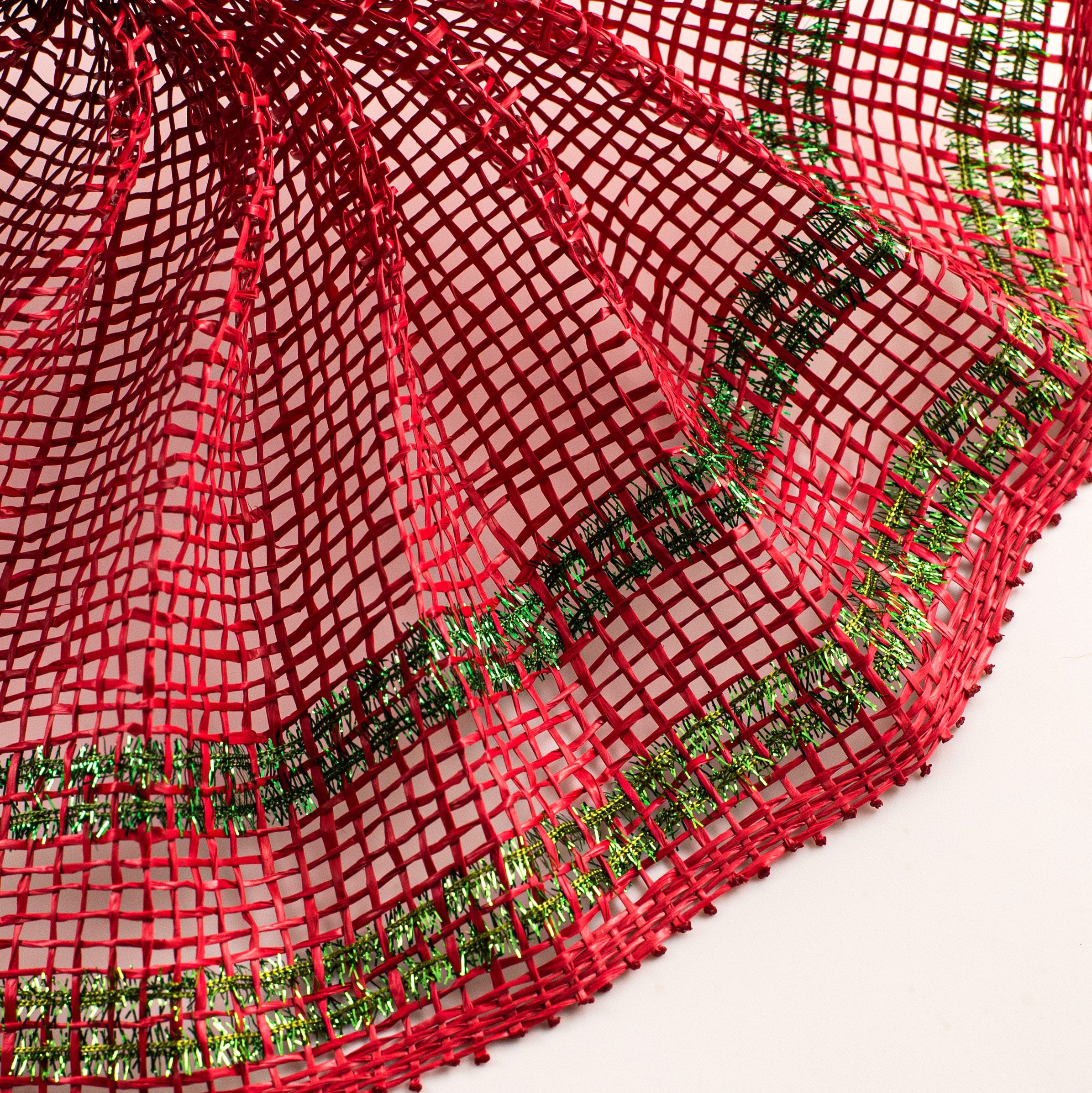 10" Poly Burlap Tinsel Border Mesh: Red, Emerald Green, Lime Green Lifestyle Photo