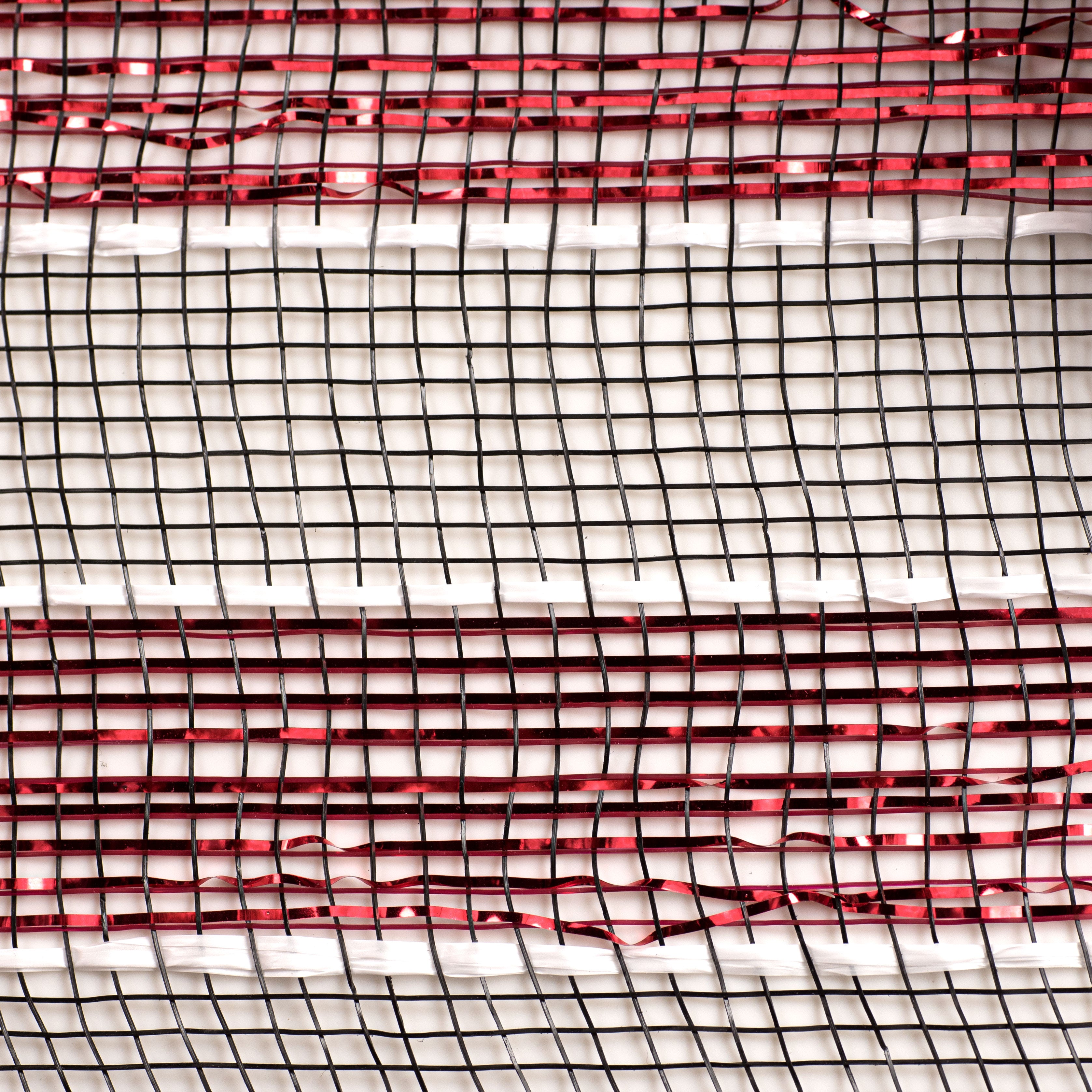 21" Poly Deco Mesh: Black/Garnet/White Stripe detail photo 3