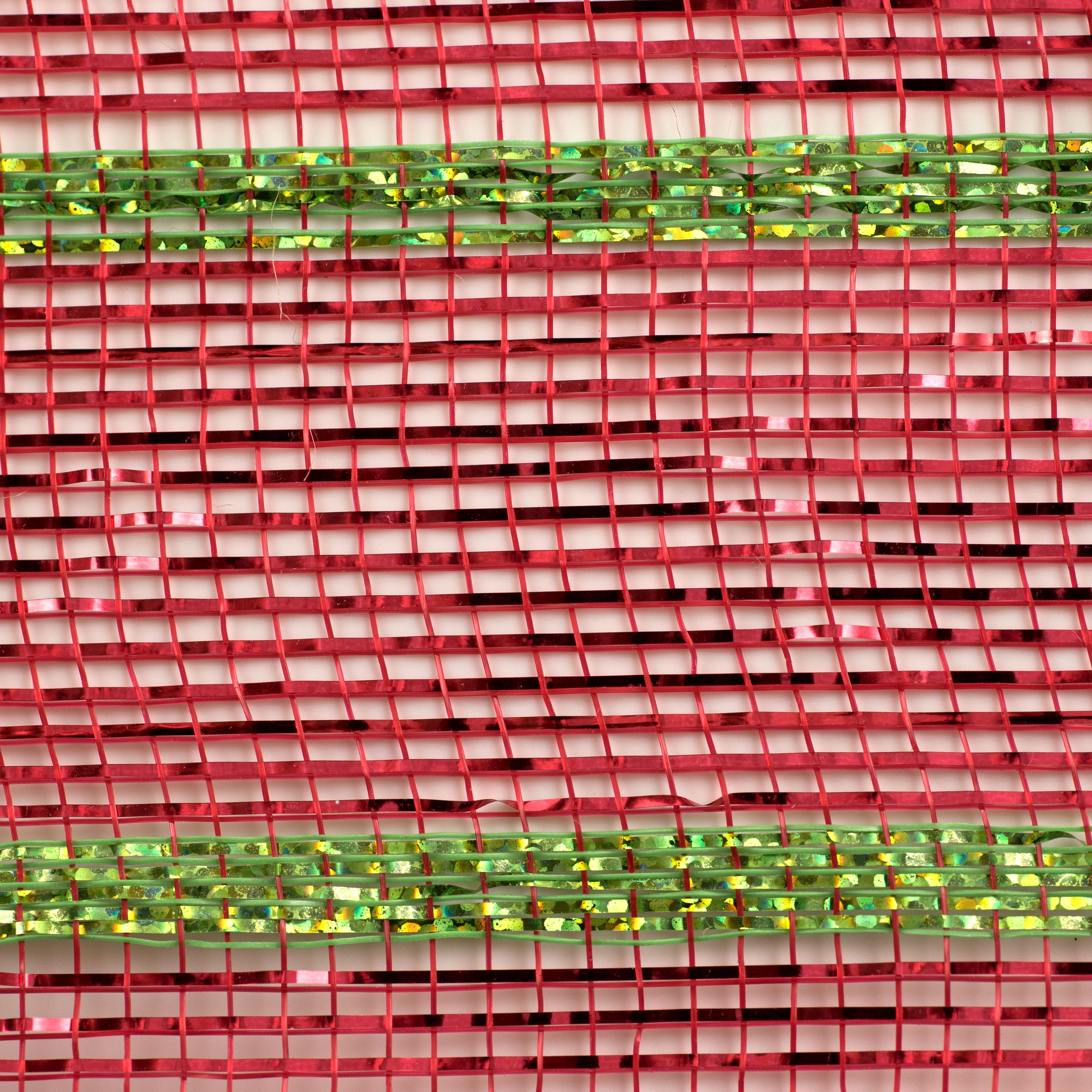 10" Poly Deco Mesh: Deluxe Red/Lime Stripe detail photo 3