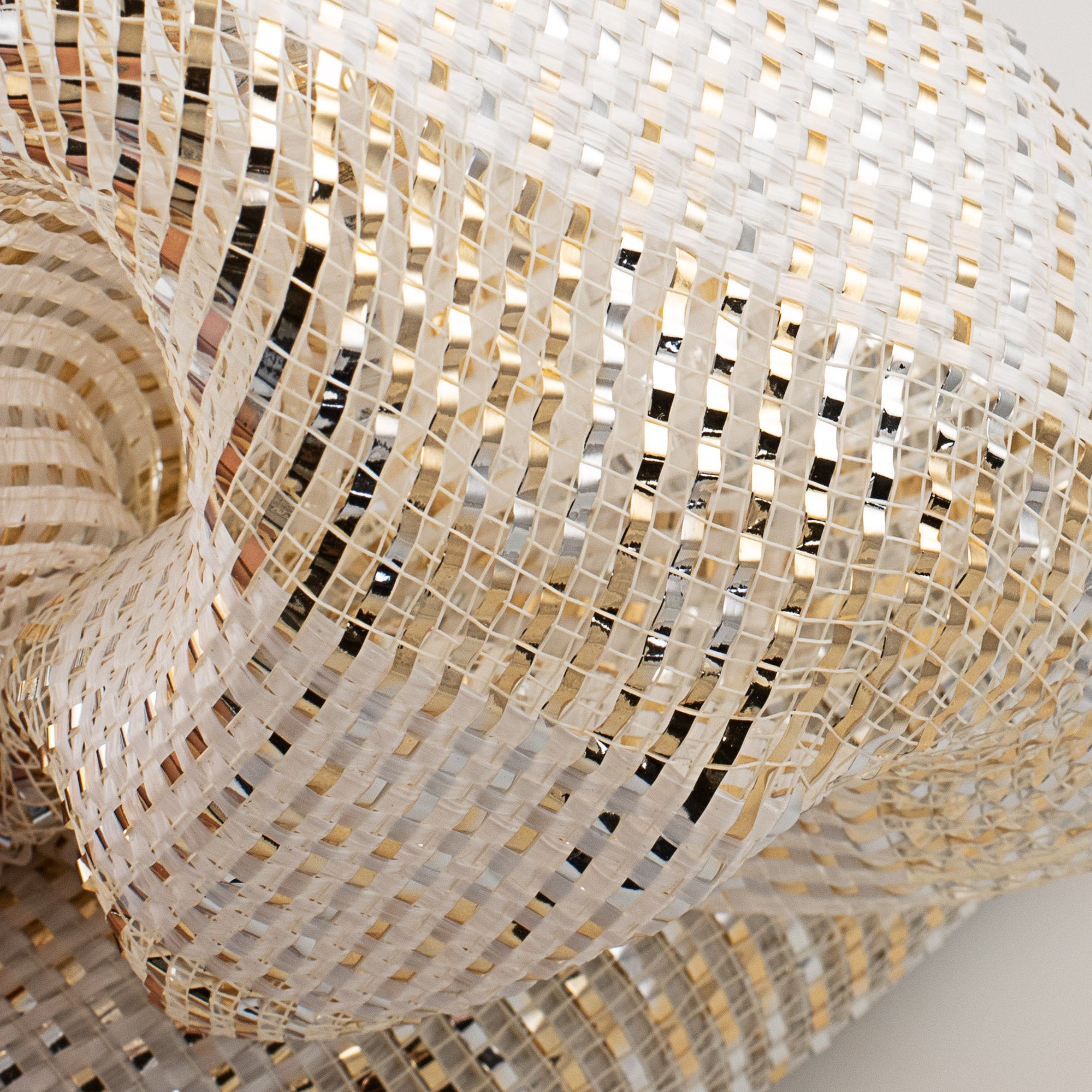 10" Poly Deco Mesh: Deluxe Wide Stripe Gold/Silver/White Lifestyle Photo