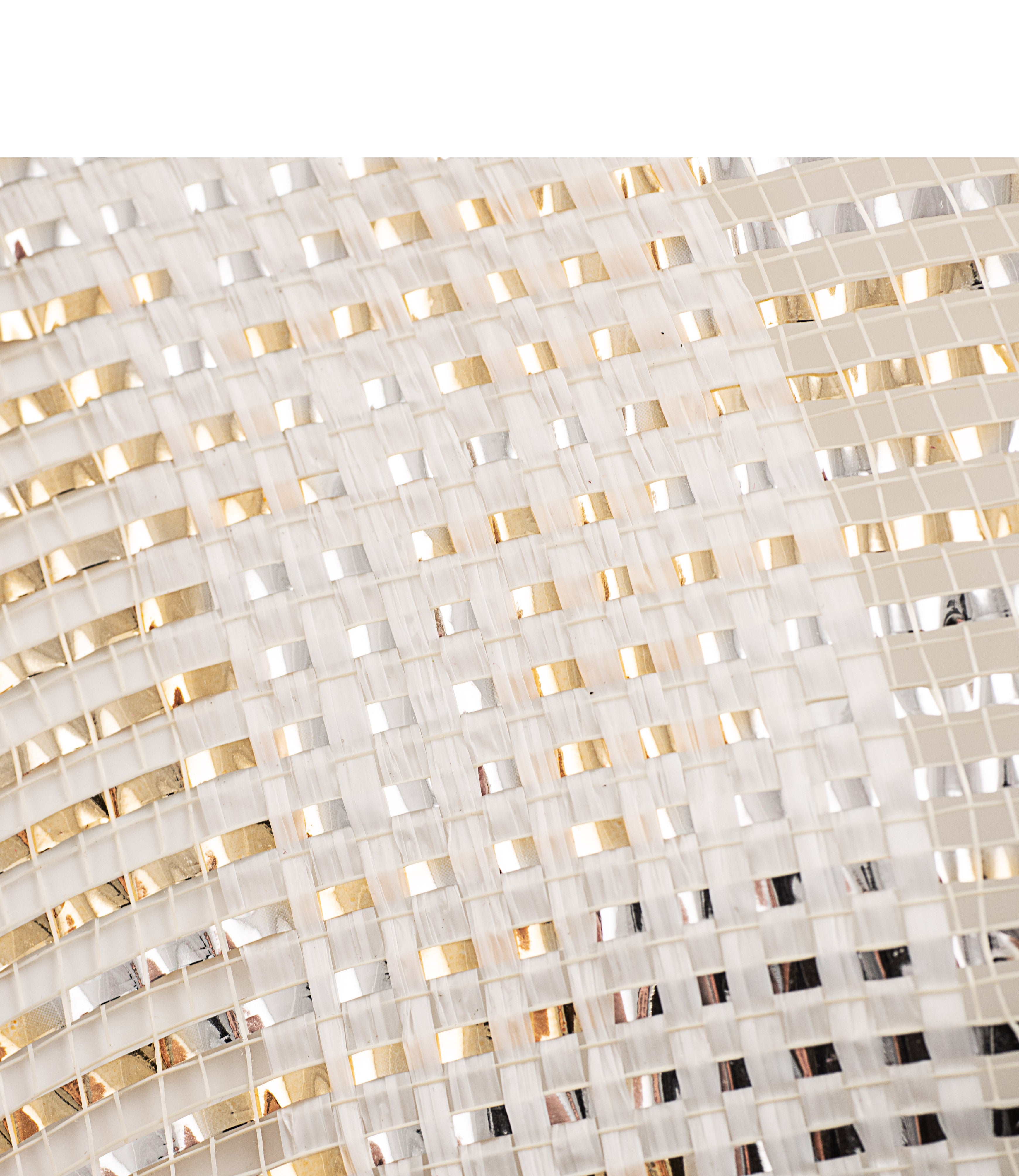 10" Poly Deco Mesh: Deluxe Wide Stripe Gold/Silver/White detail photo 3