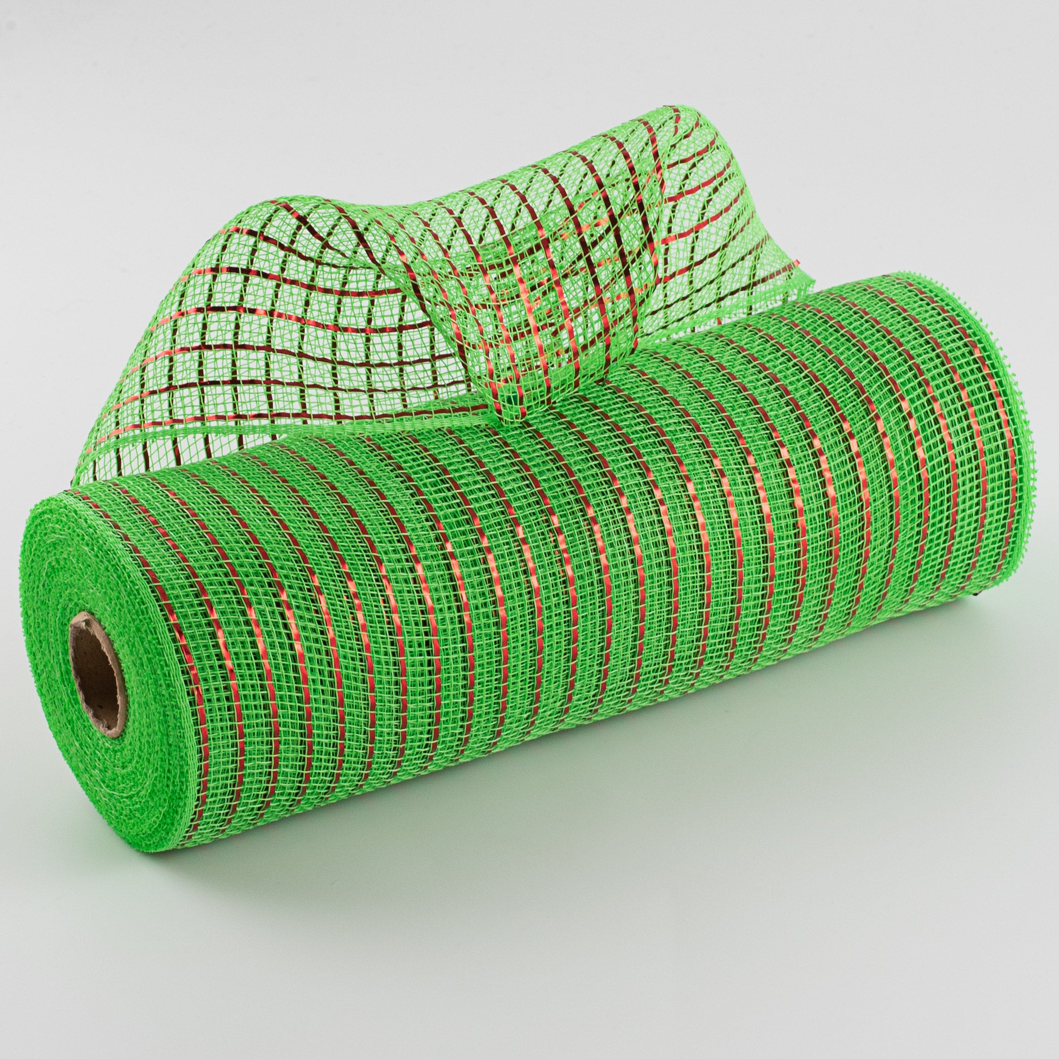 10" Poly Deco Mesh: Matte Red Wide Foil on Lime Item Number: RY850070