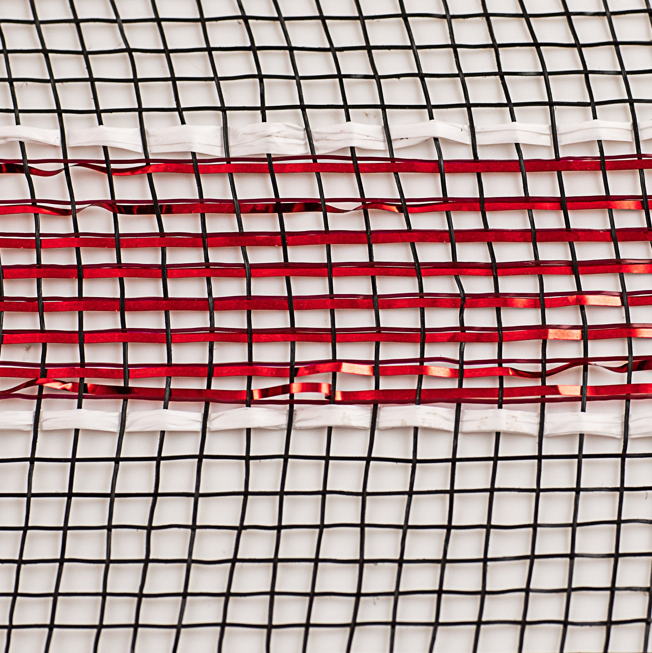 10" Poly Deco Mesh: Metallic Black/Garnet/White Stripe detail photo 3
