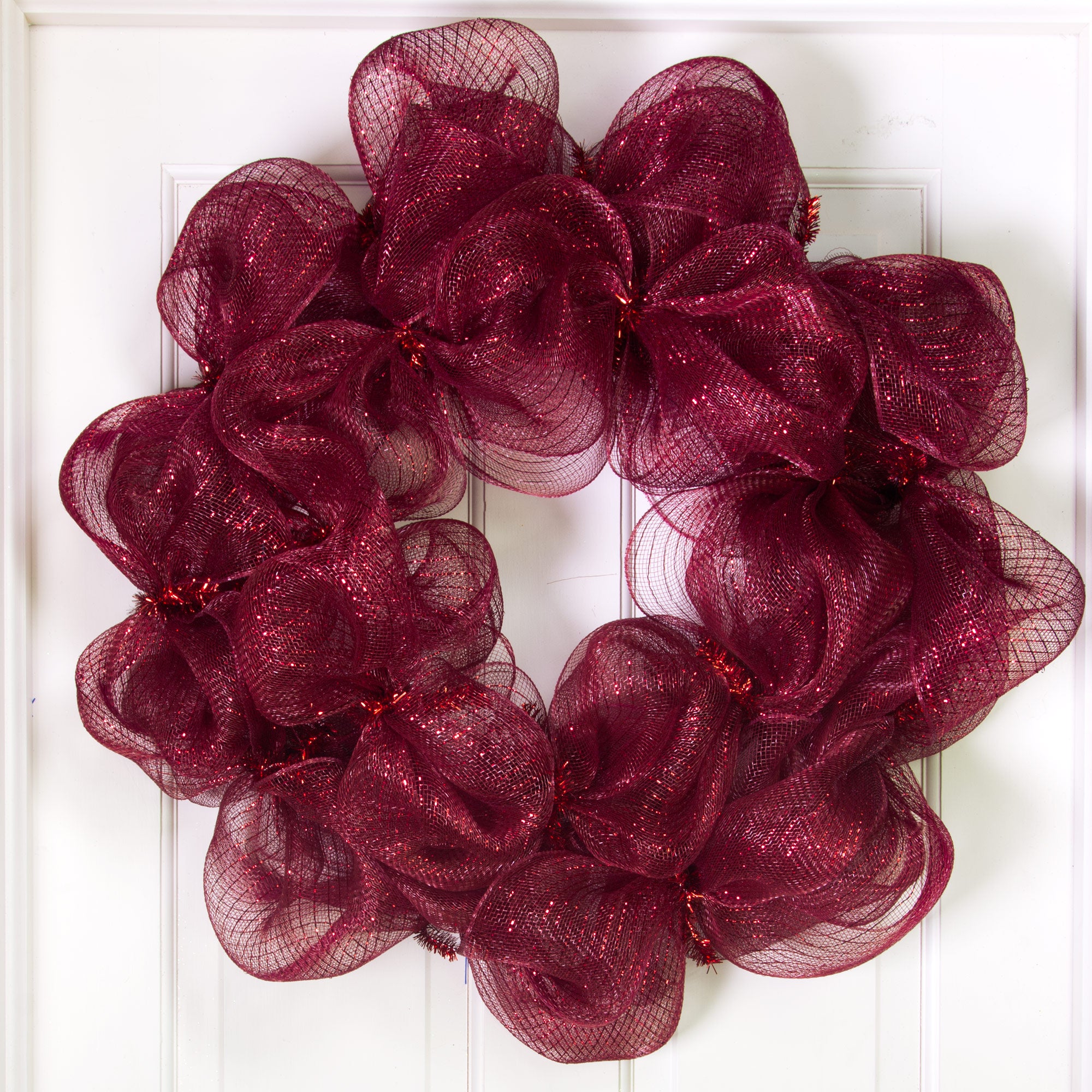21" Poly Deco Mesh: Metallic Burgundy & Red detail photo 4
