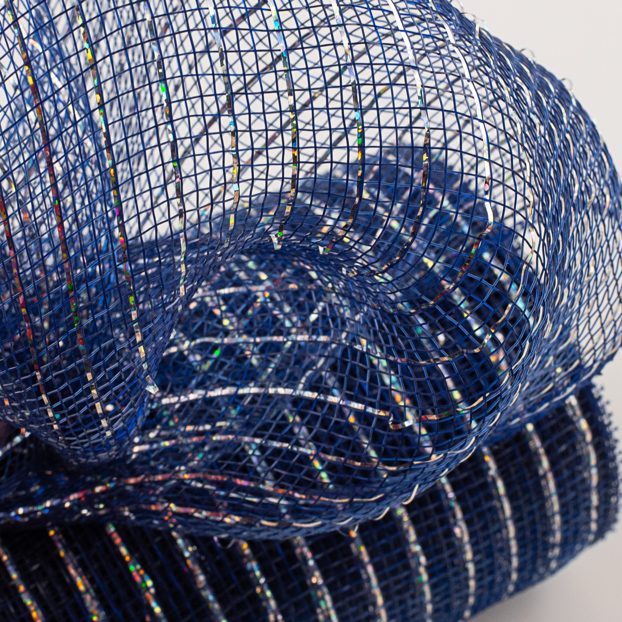 10" Poly Deco Mesh: Metallic Navy/Silver Lifestyle Photo