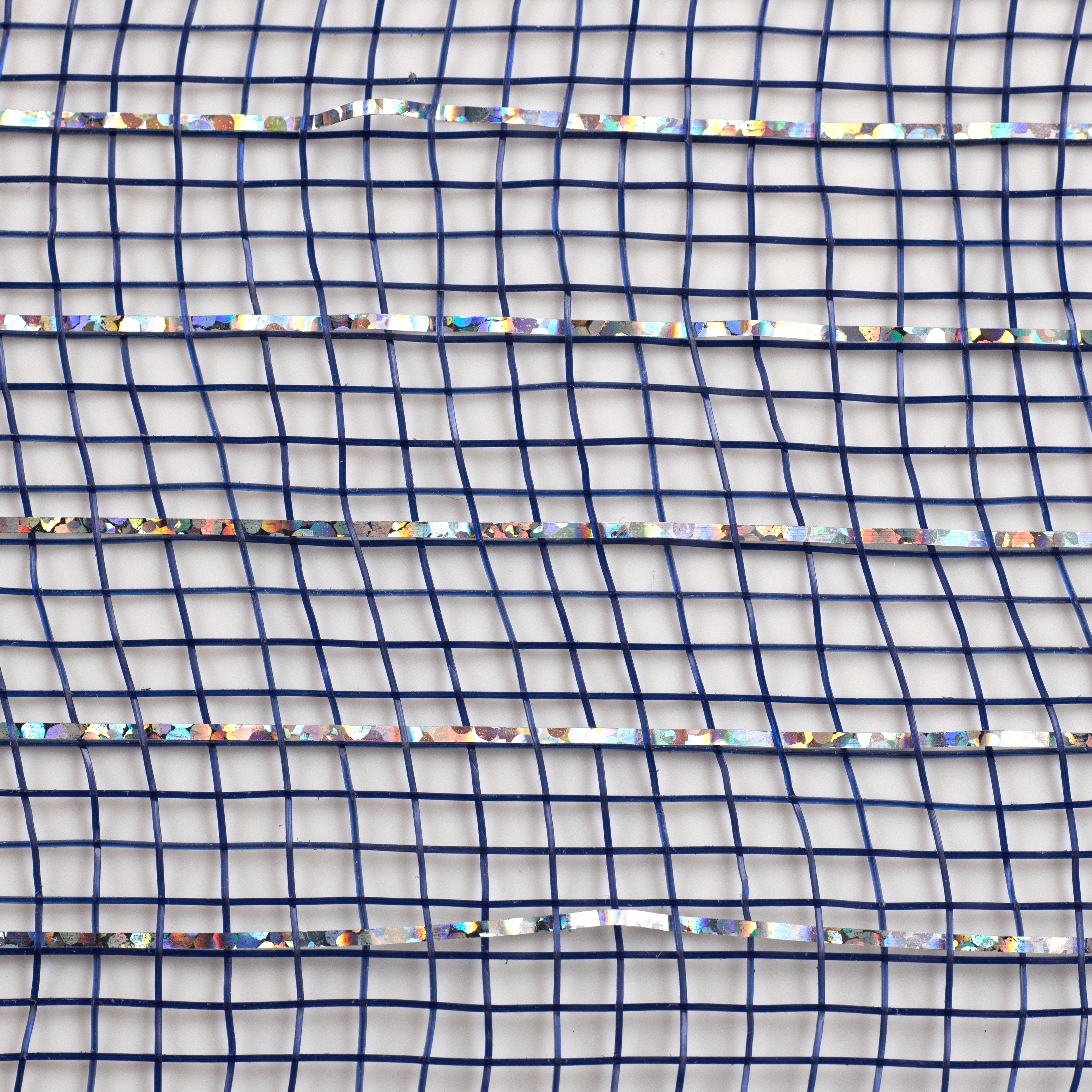 21" Poly Deco Mesh: Metallic Navy/Silver detail photo 3