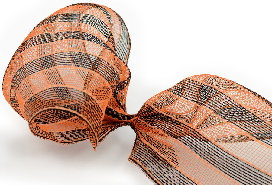 10" Poly Deco Mesh: Metallic Orange/Black Stripe Lifestyle Photo