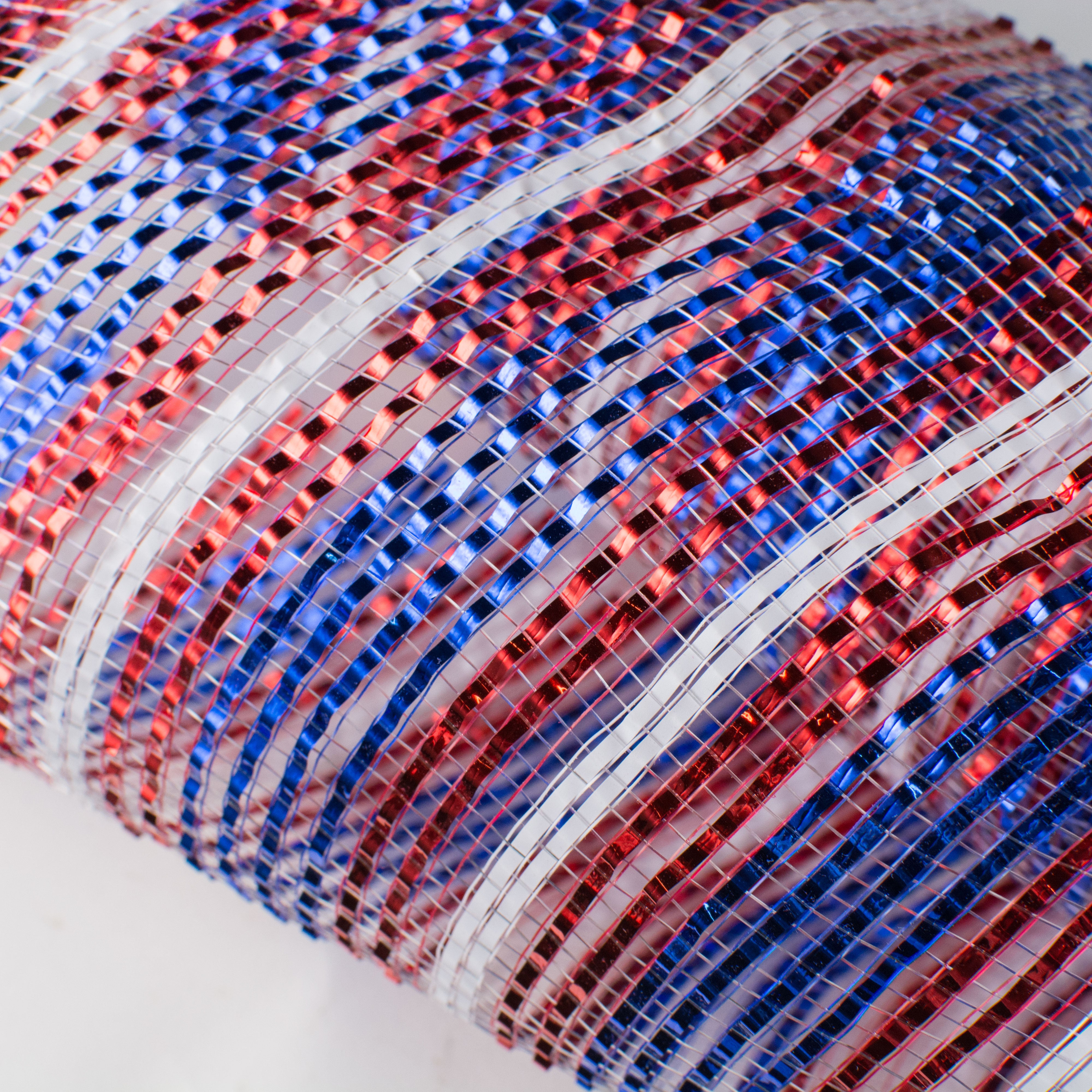 21" Poly Deco Mesh: Metallic Patriotic Stripe Lifestyle Photo