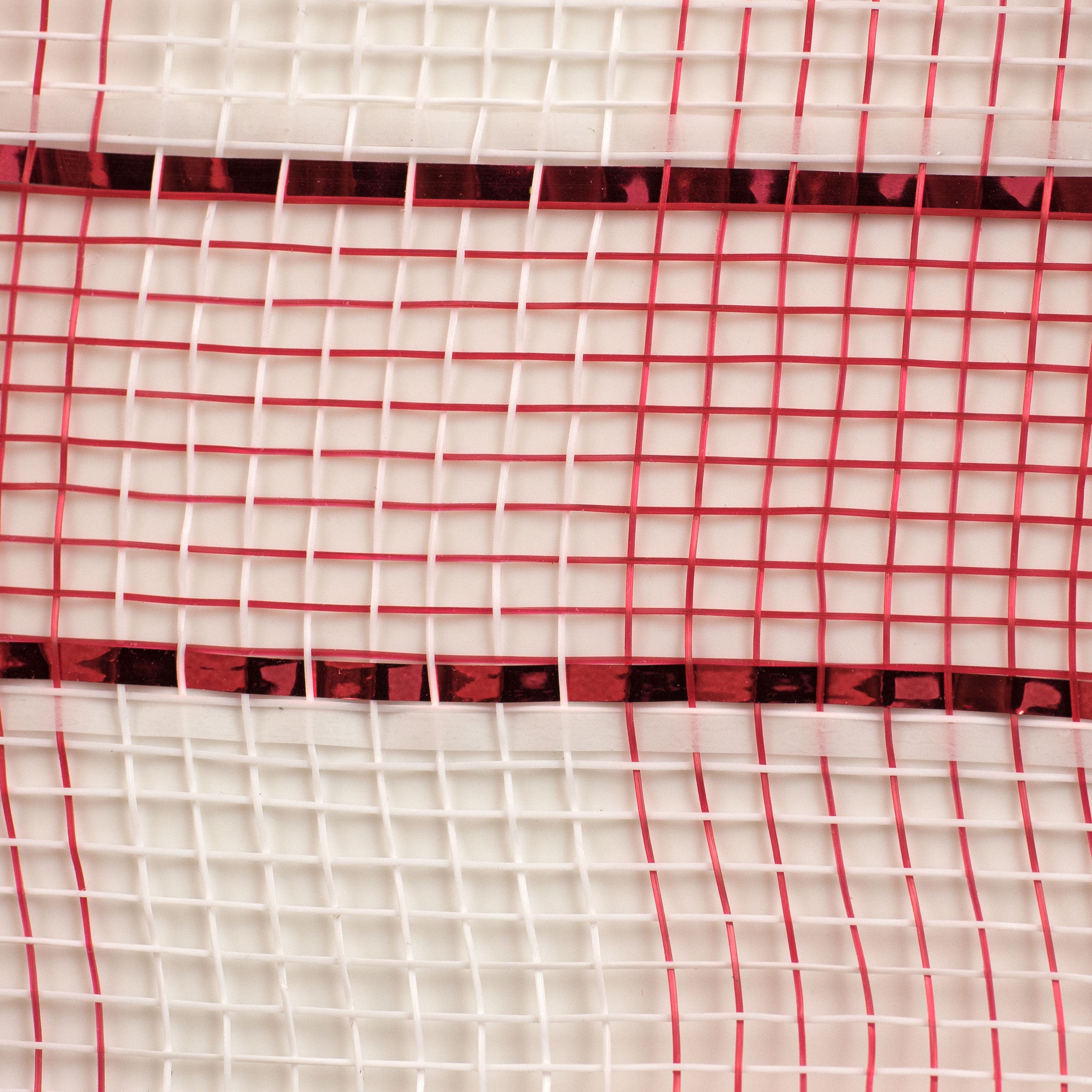 10" Poly Deco Mesh: Metallic Wide Foil Red/White Plaid detail photo 3