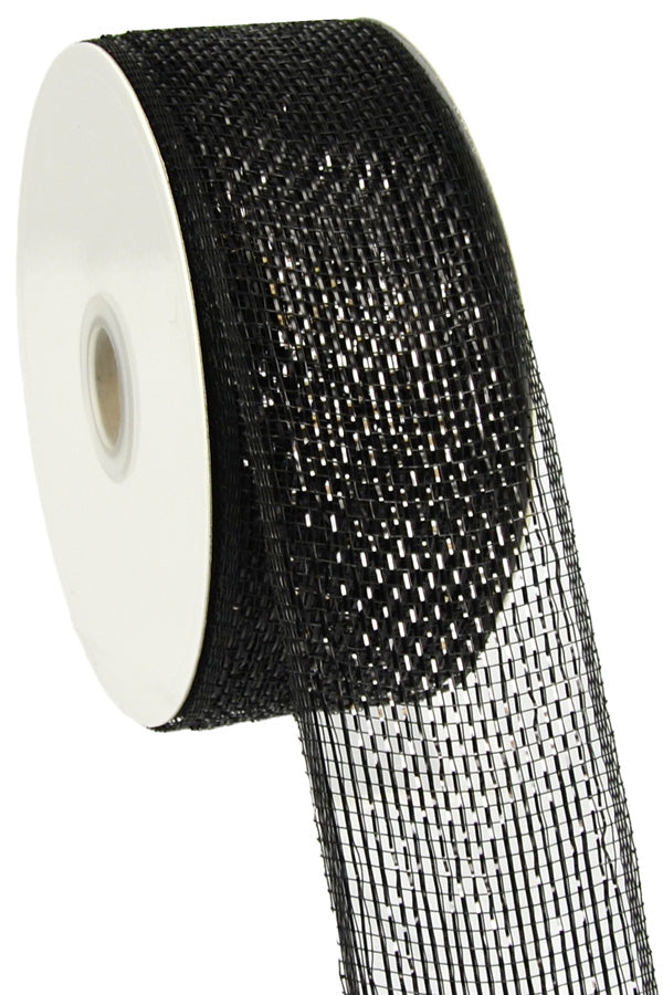 2.5" Poly Deco Mesh Ribbon: Metallic Black detail photo 3