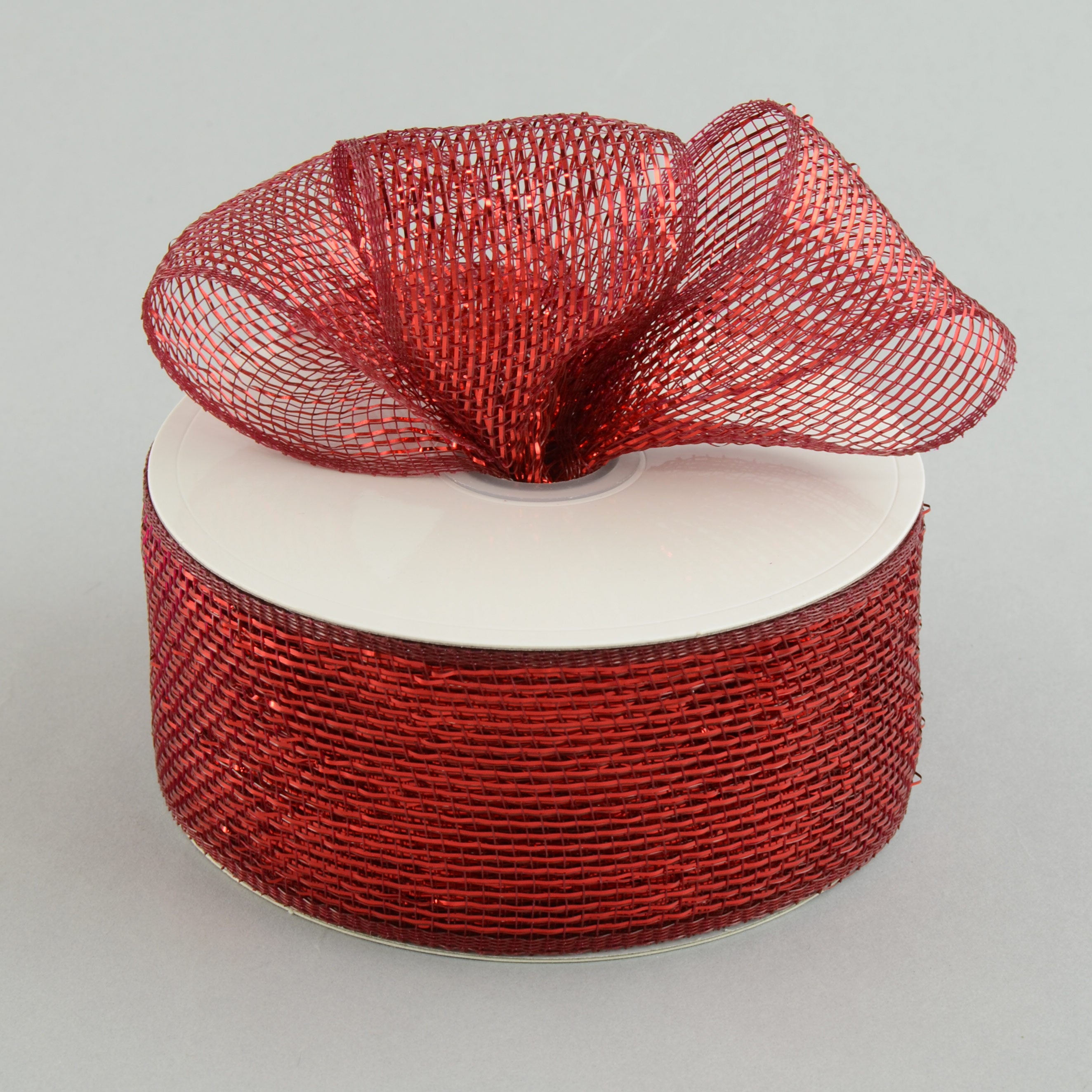 2.5" Poly Deco Mesh Ribbon: Metallic Burgundy Lifestyle Photo