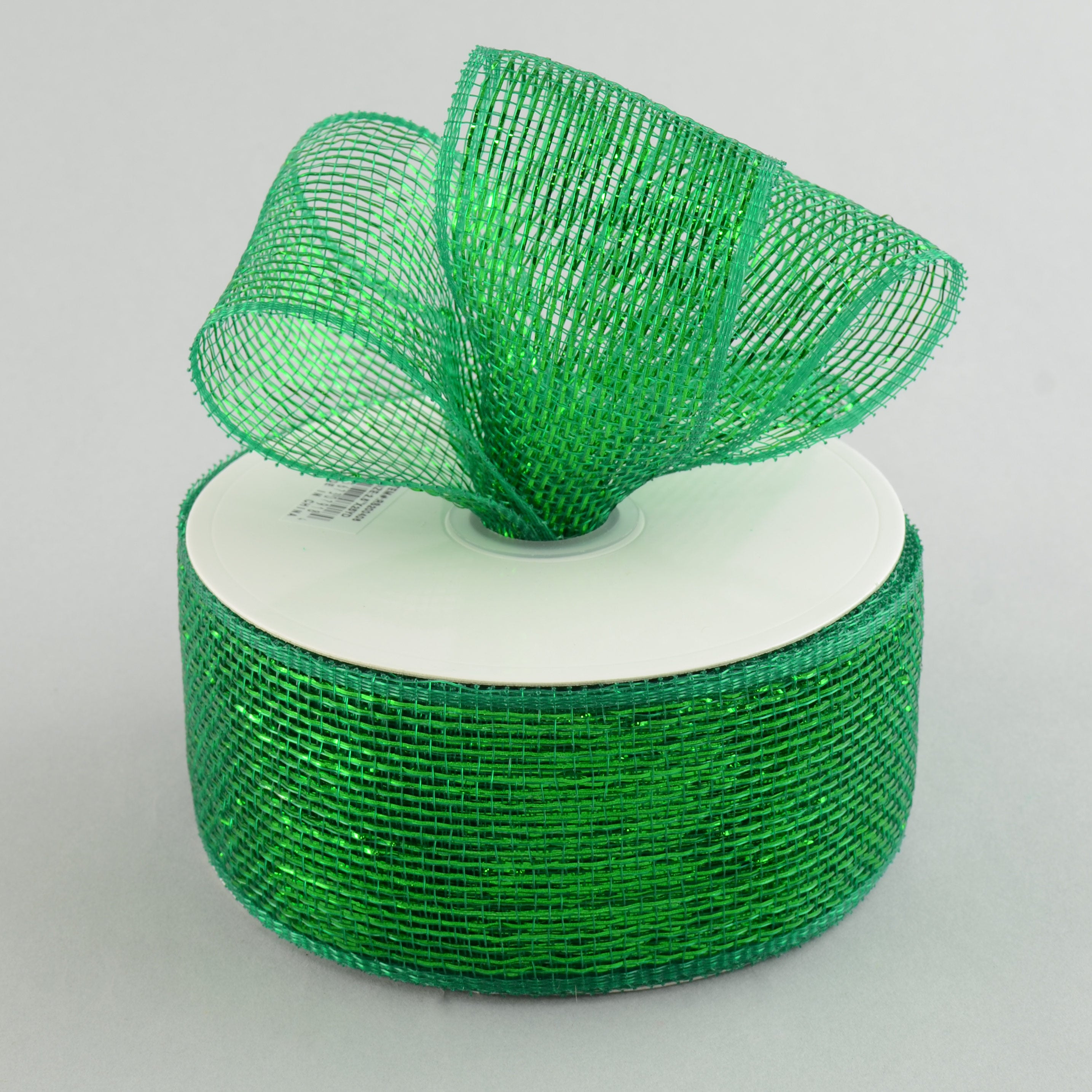 2.5" Poly Deco Mesh Ribbon: Metallic Emerald Green Lifestyle Photo