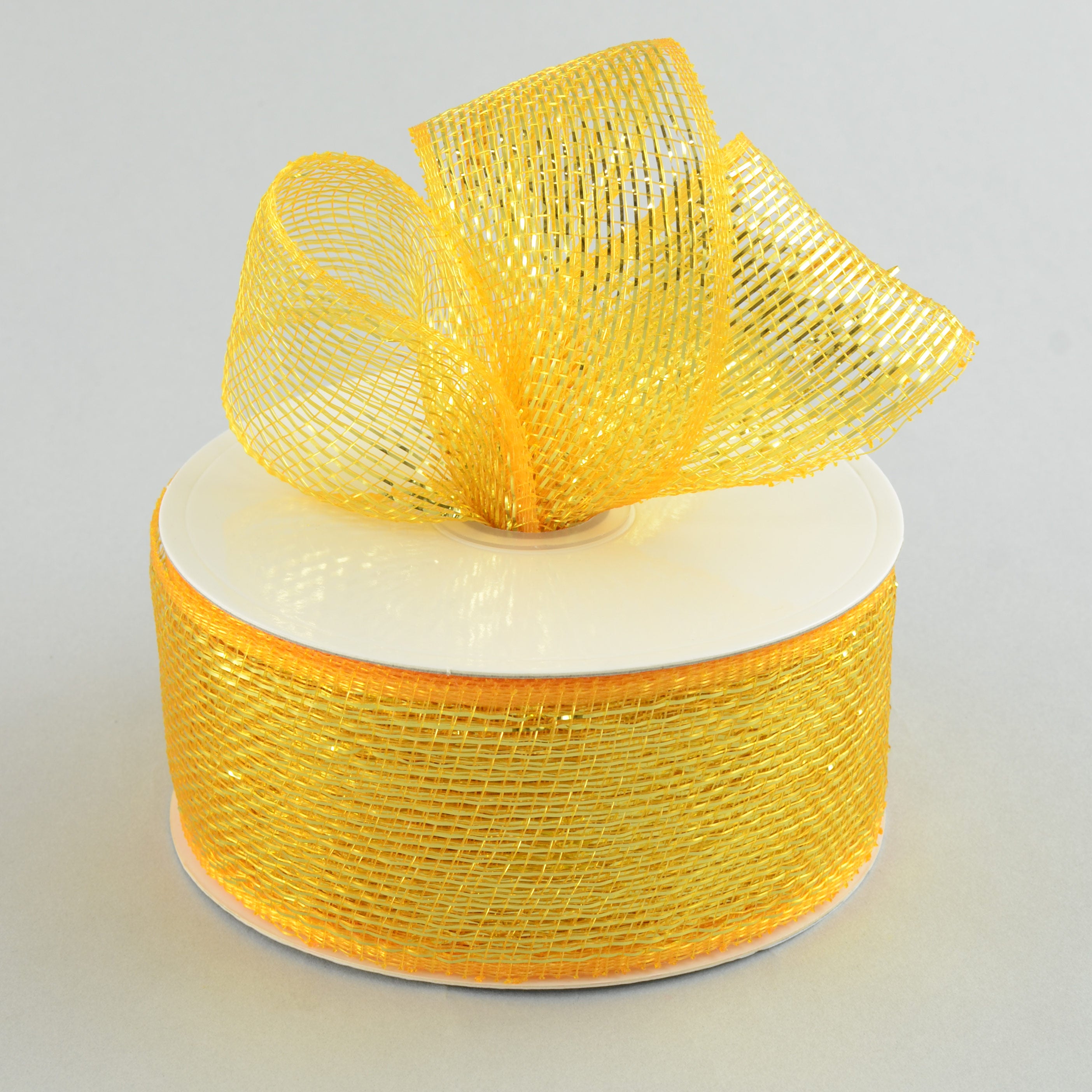 2.5" Poly Deco Mesh Ribbon: Metallic Gold Lifestyle Photo