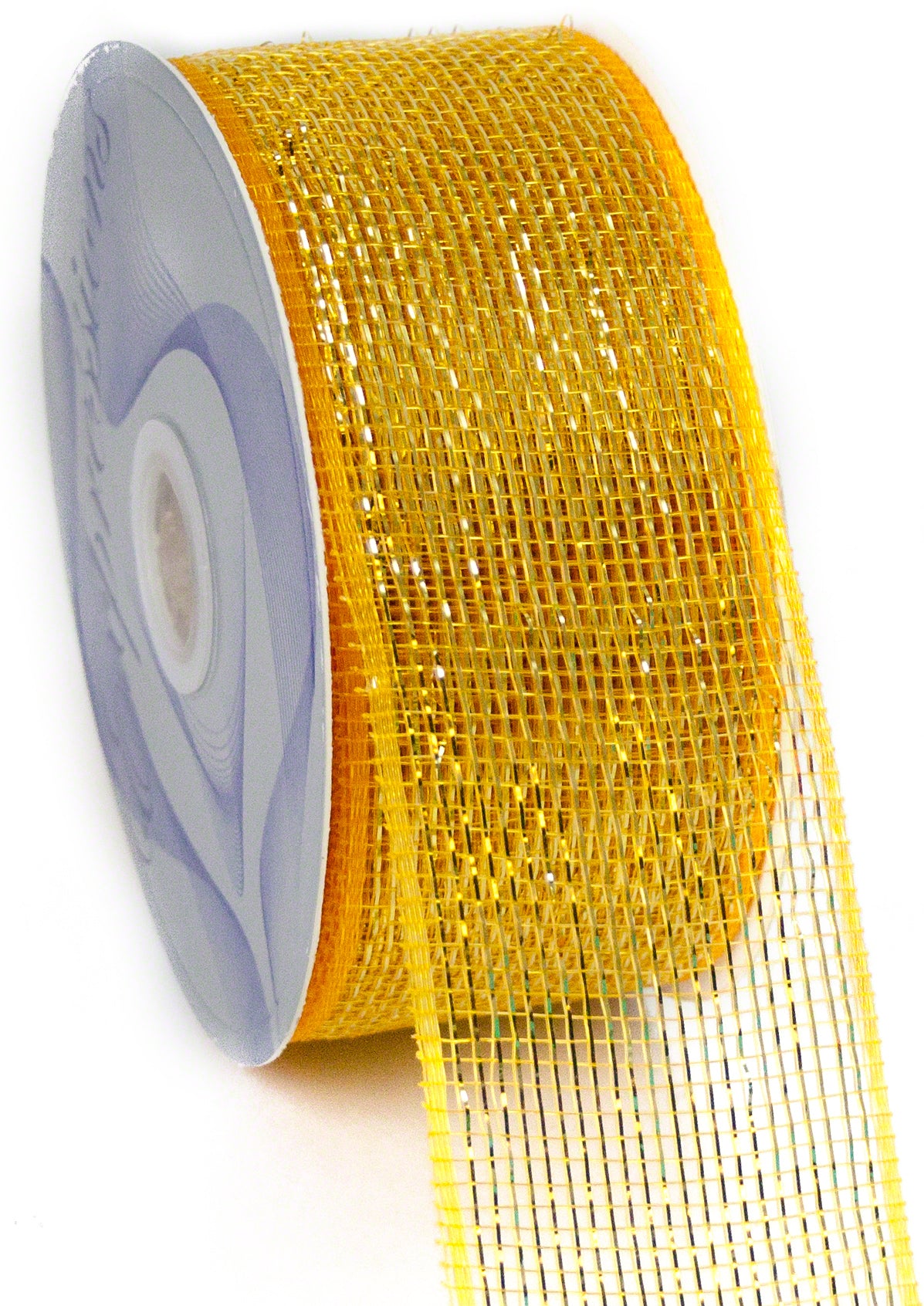 2.5" Poly Deco Mesh Ribbon: Metallic Gold detail photo 3