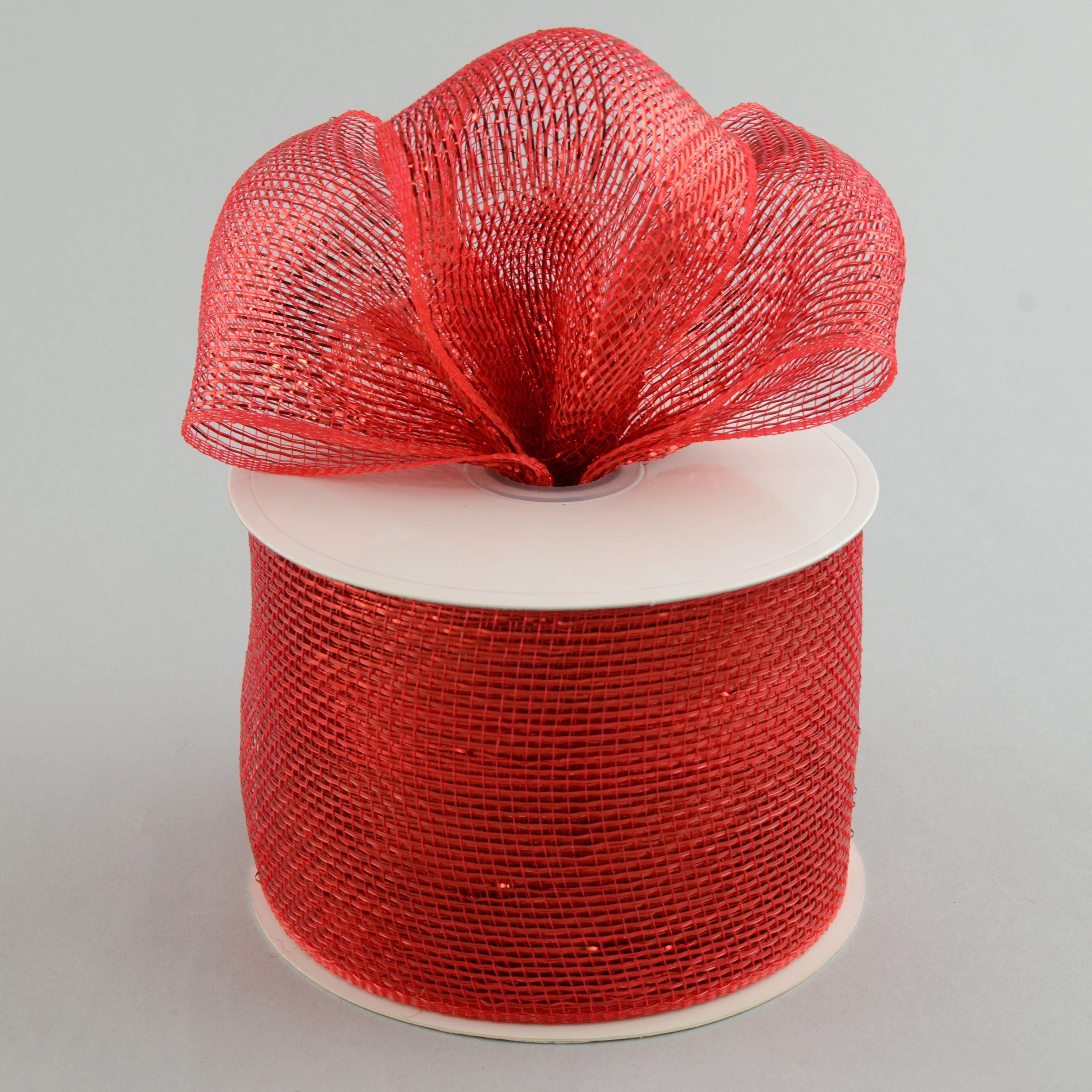 4" Poly Deco Mesh Ribbon: Metallic Red Lifestyle Photo