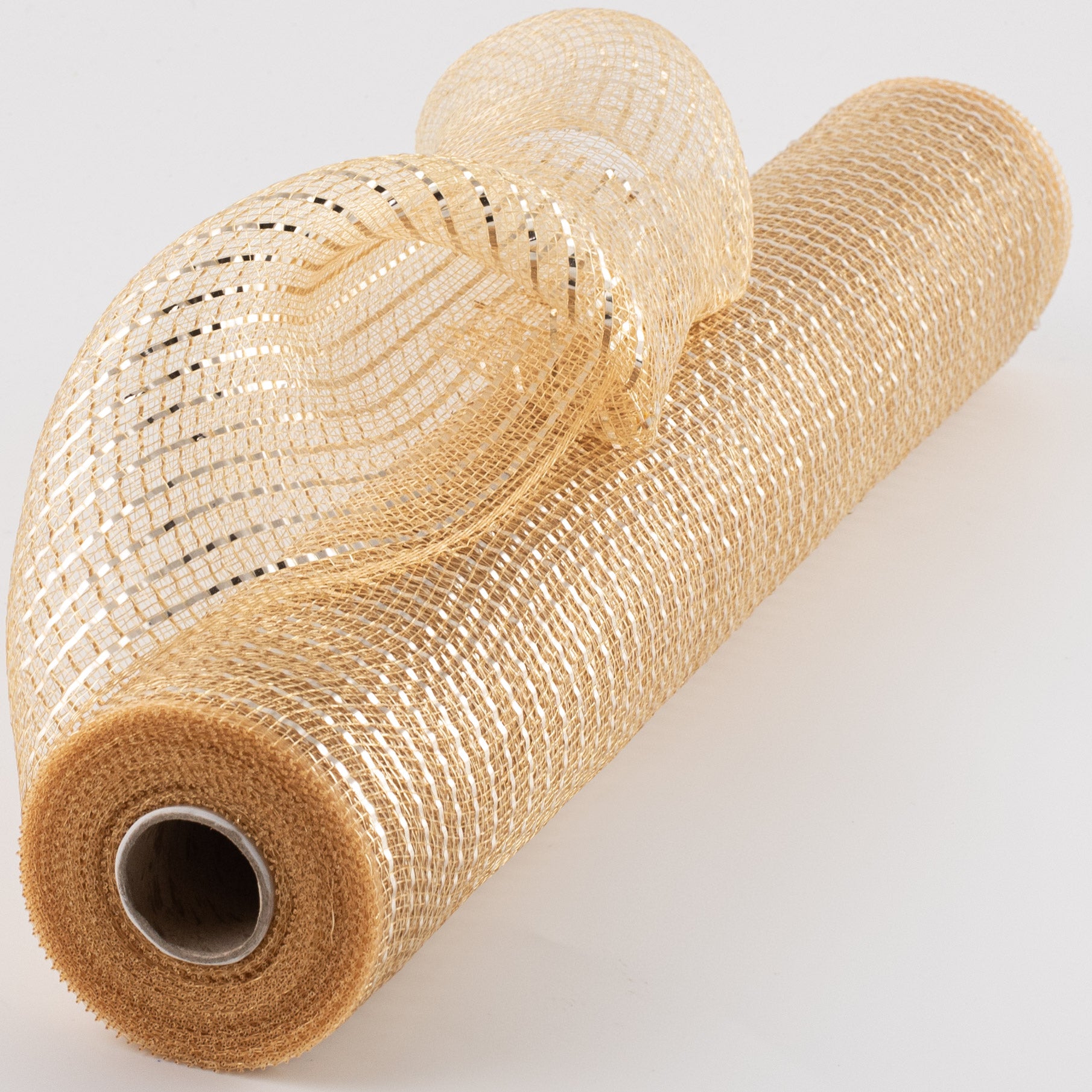 21" Poly Deco Mesh: Wide Foil Metallic Champagne With Gold Item Number: RE1066MT
