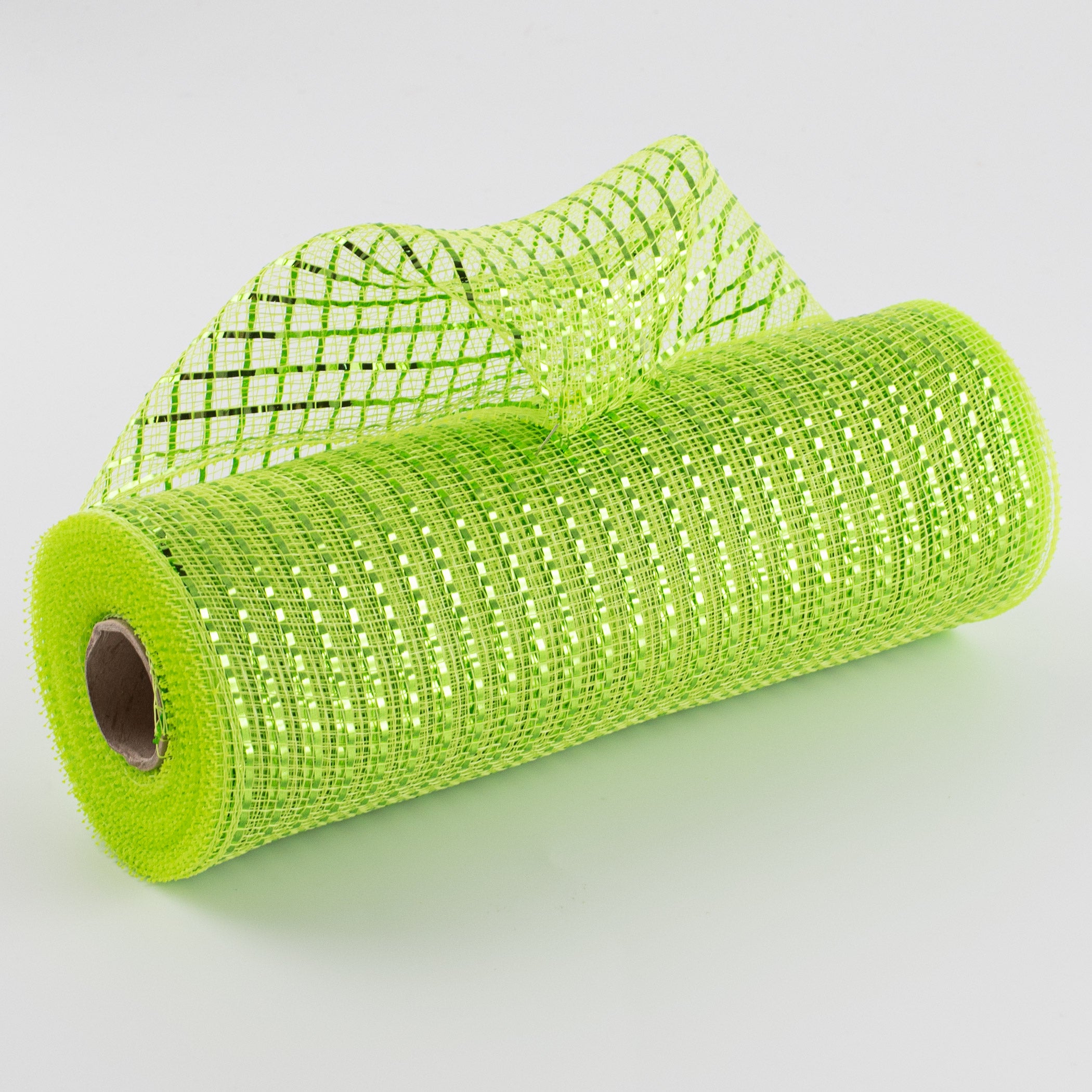 10" Poly Deco Mesh: Wide Foil Metallic Lime With Apple Green Item Number: RE136671