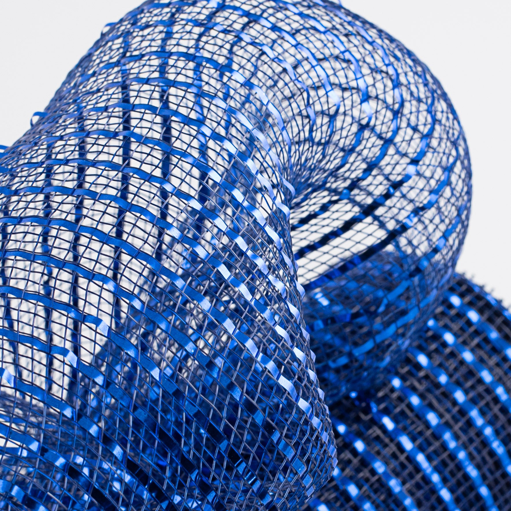 10" Poly Deco Mesh: Wide Foil Metallic Royal Blue With Navy Lifestyle Photo